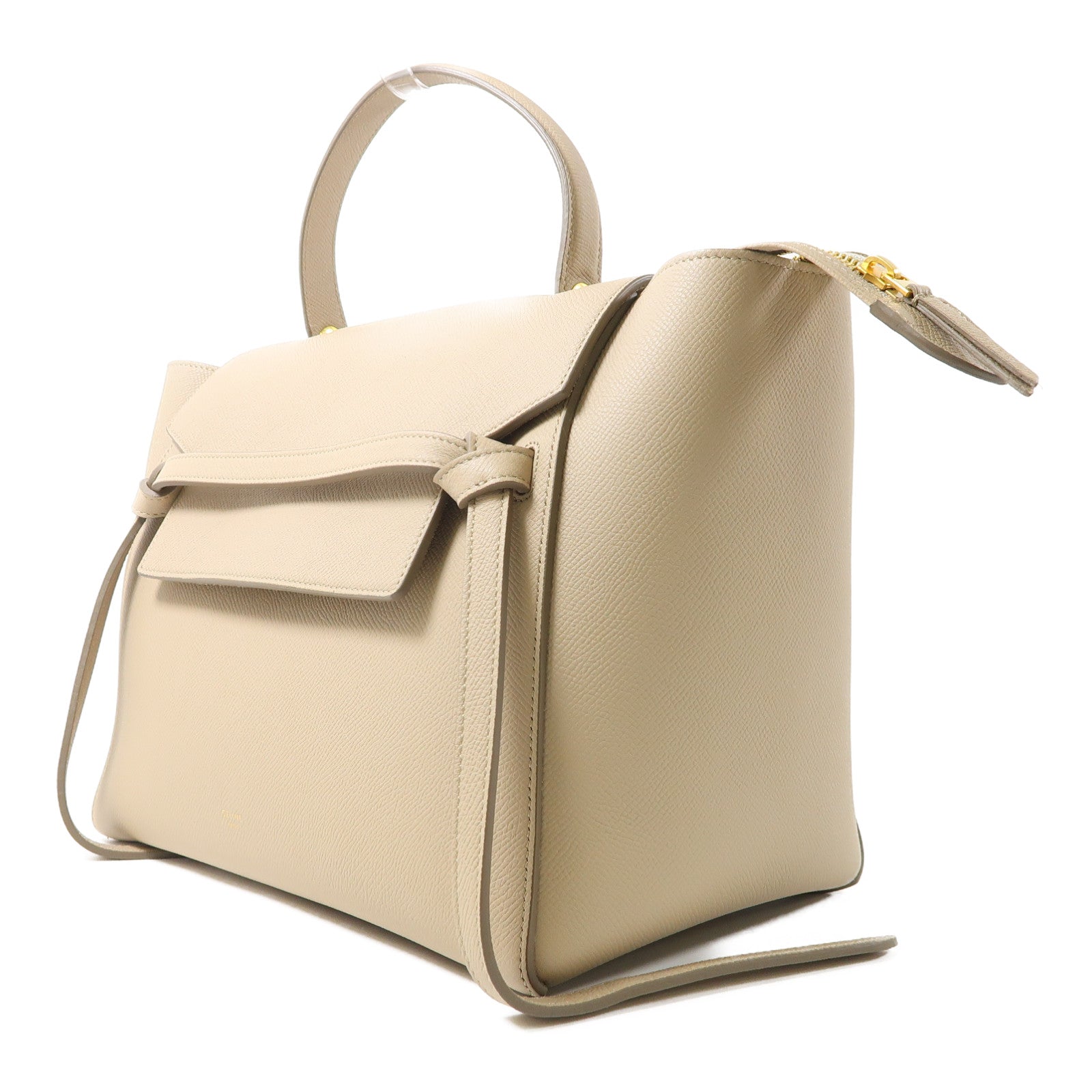 CELINE 牛皮皮革Belt Bag金扣手挽肩背兩用袋米色