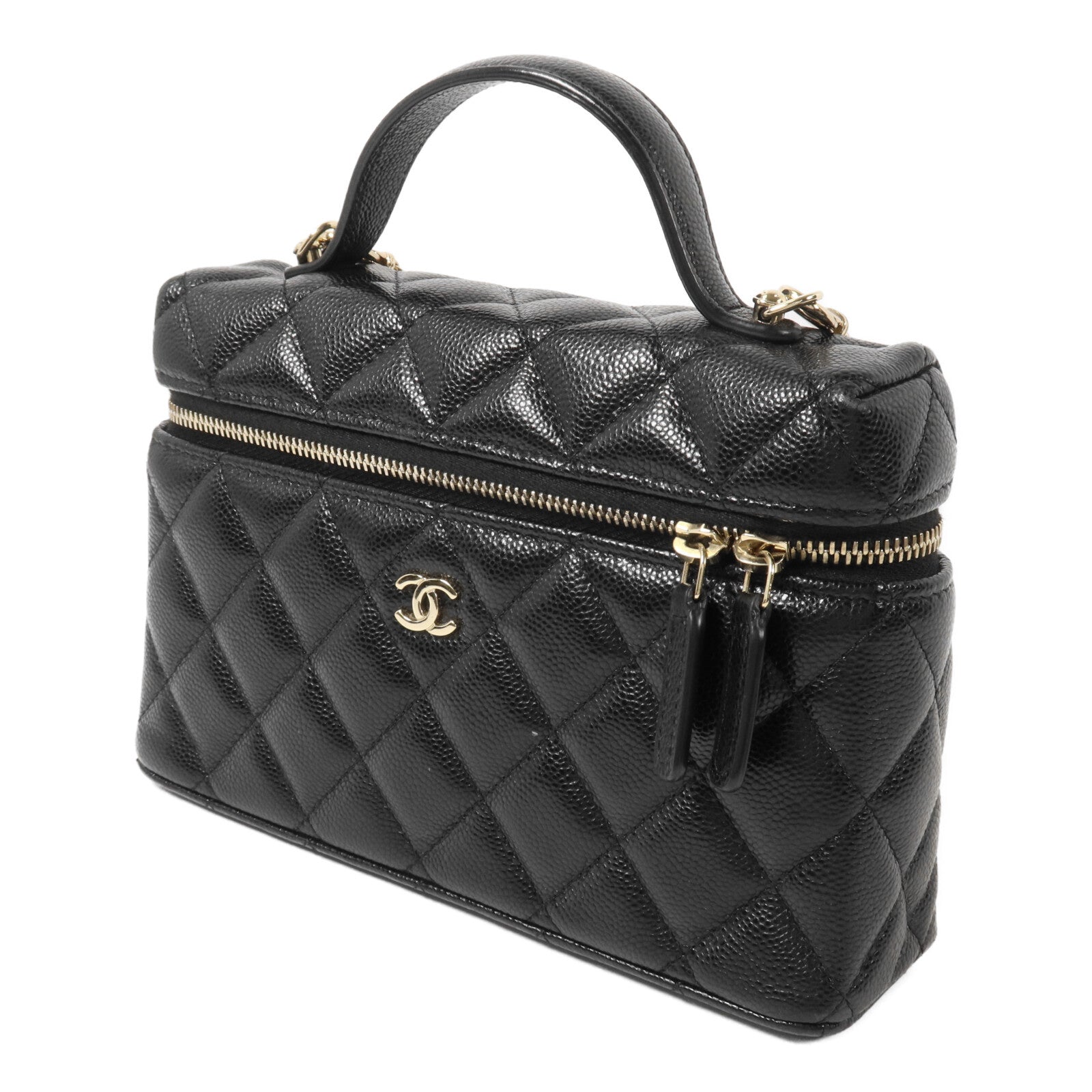 CHANEL 牛皮皮革Vanity Case鏈帶手挽肩背兩用袋