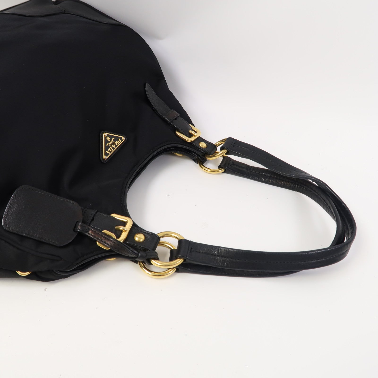 PRADA 尼龍Shoulder Bag金扣肩背袋黑色