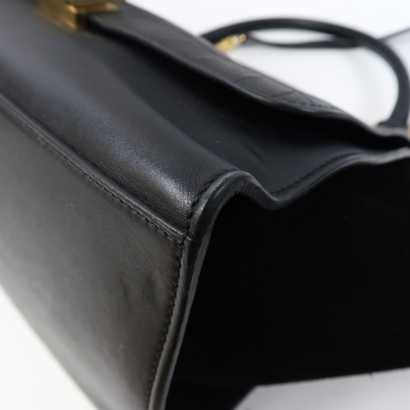 CELINE 牛皮皮革/麂皮皮革Trapeze金扣手挽肩背兩用袋黑色