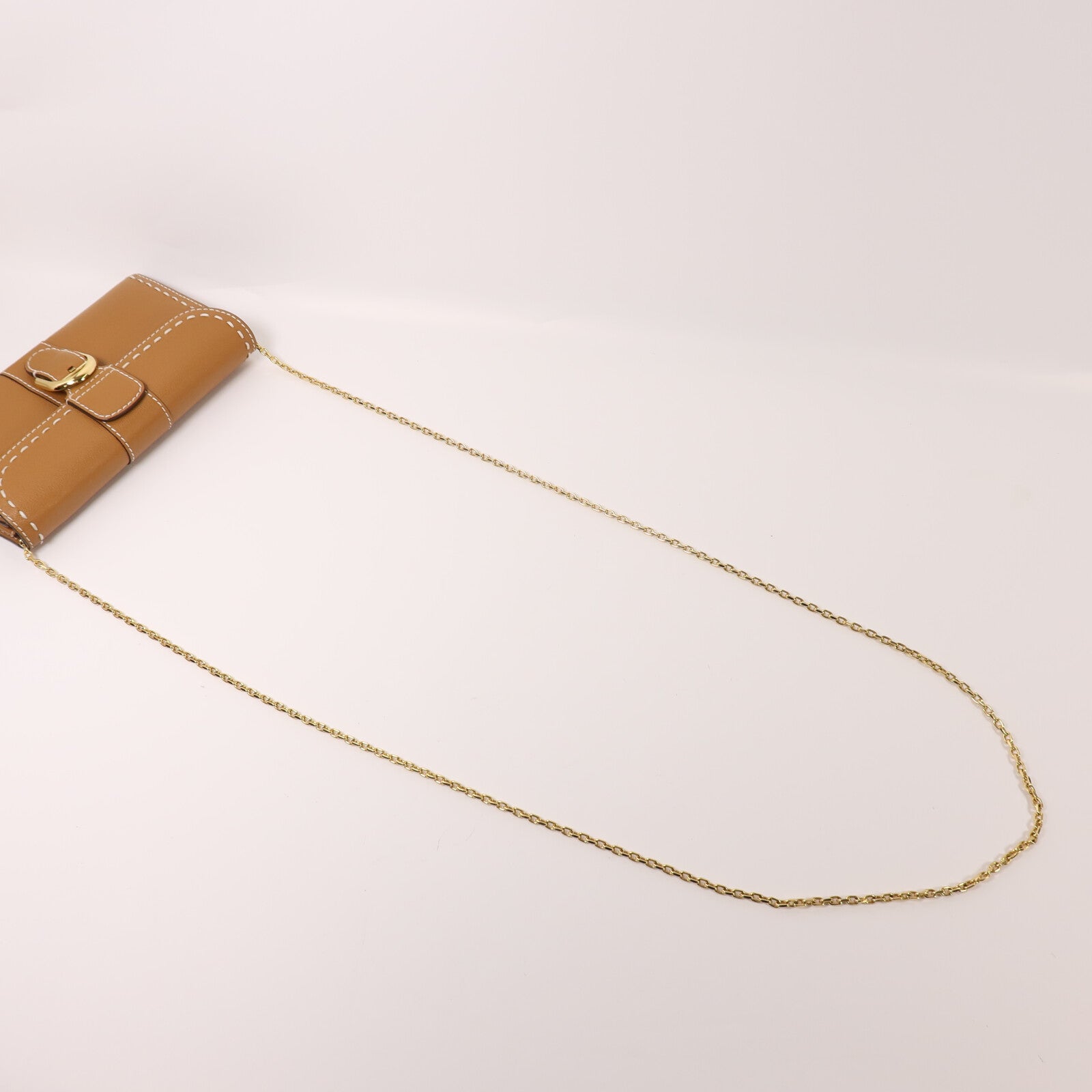 Delvaux 牛皮皮革Brillant Long Wallet Chain金扣鏈帶肩背袋