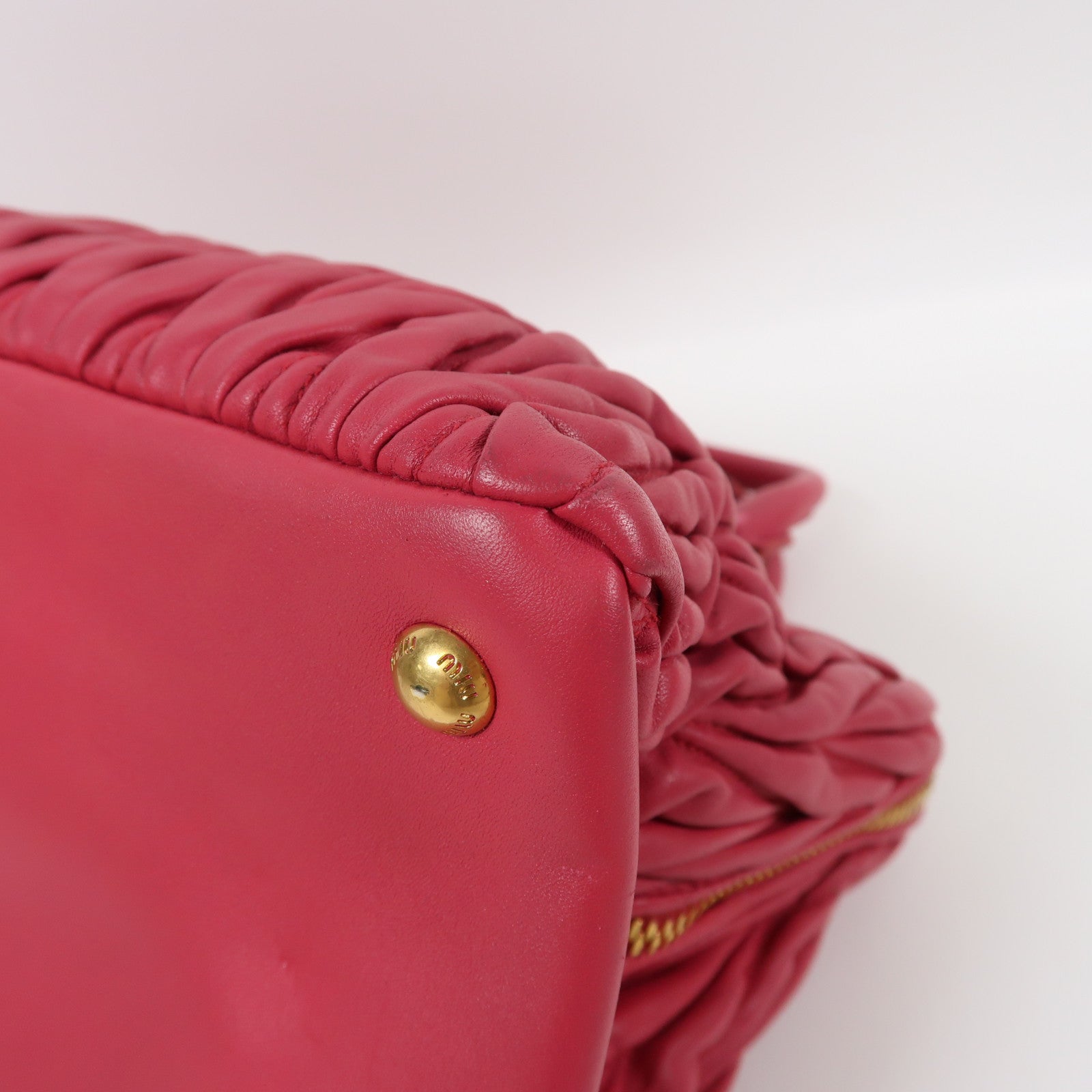 Miu Miu 羊皮皮革2 Way Shoulder金扣手挽肩背兩用袋粉紅色