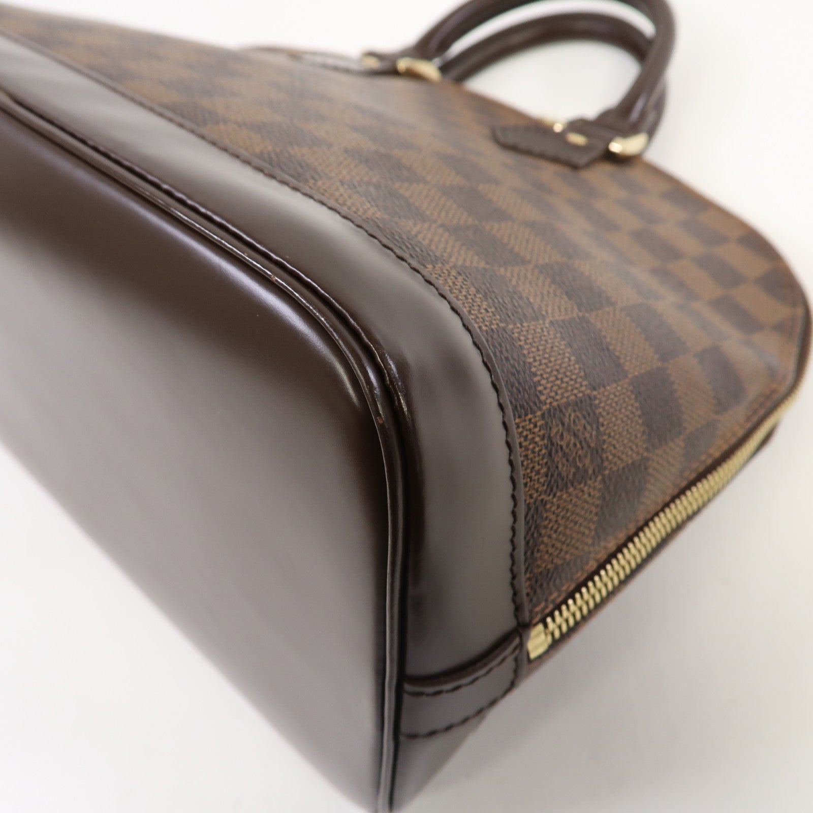 LOUIS VUITTON Damier Ebene Alma MM金扣手挽袋啡色