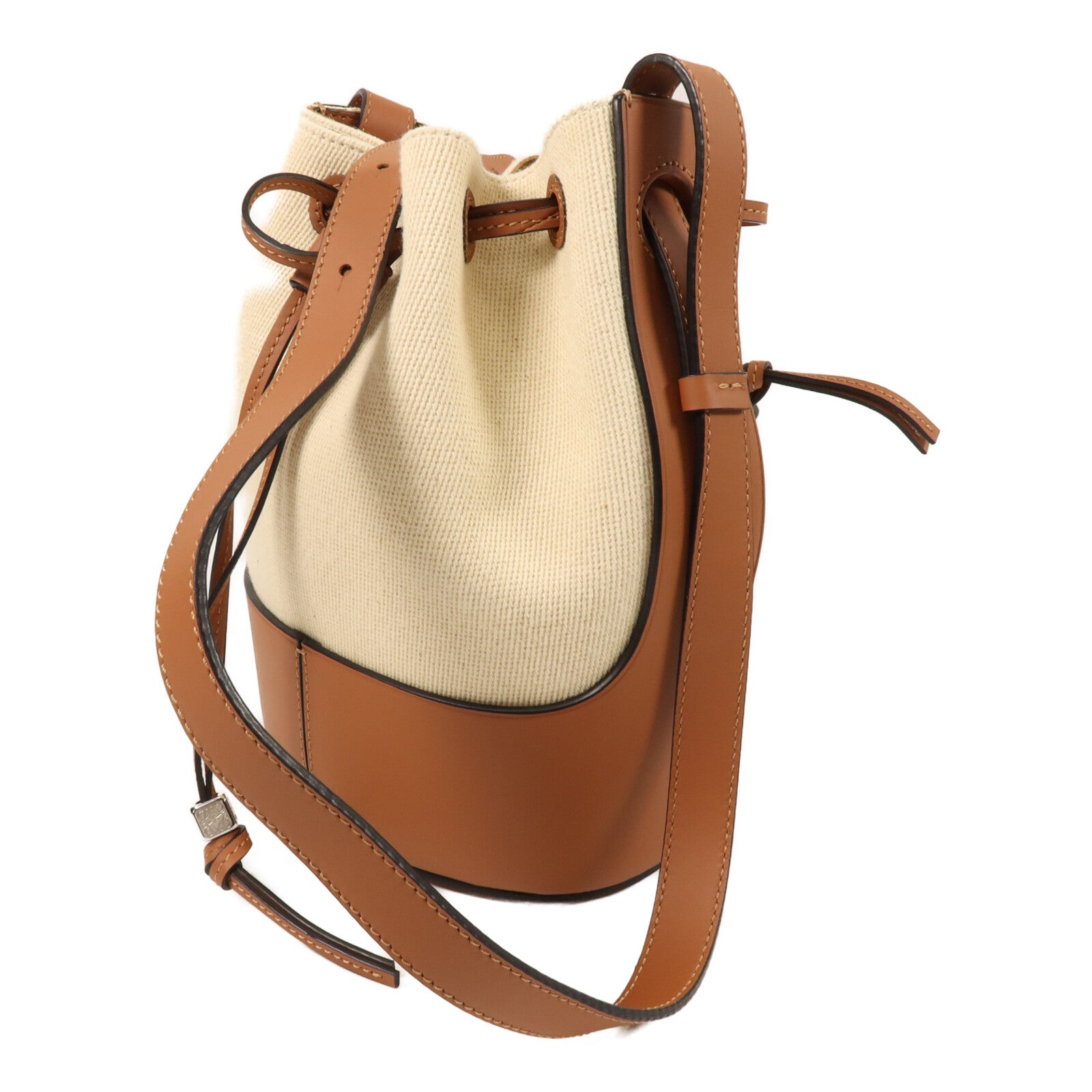 LOEWE 帆布/牛皮皮革Balloon Bag Small肩背袋