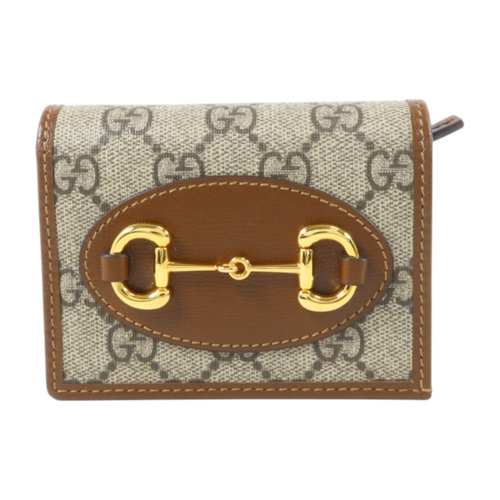 GUCCI 塗層帆布Horsebit 1955 Card Case Wallet金扣錢包