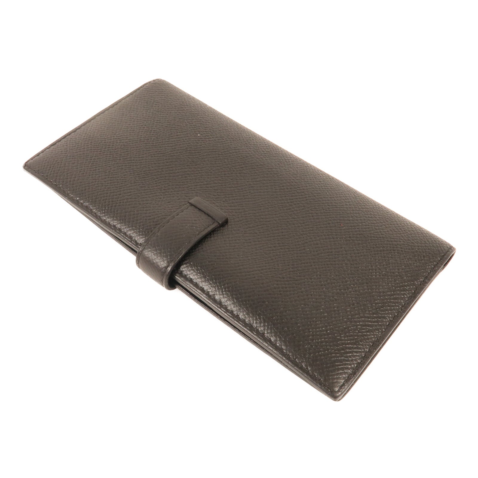 HERMES Chevre皮革Bearn Long Wallet金扣長錢包Noir