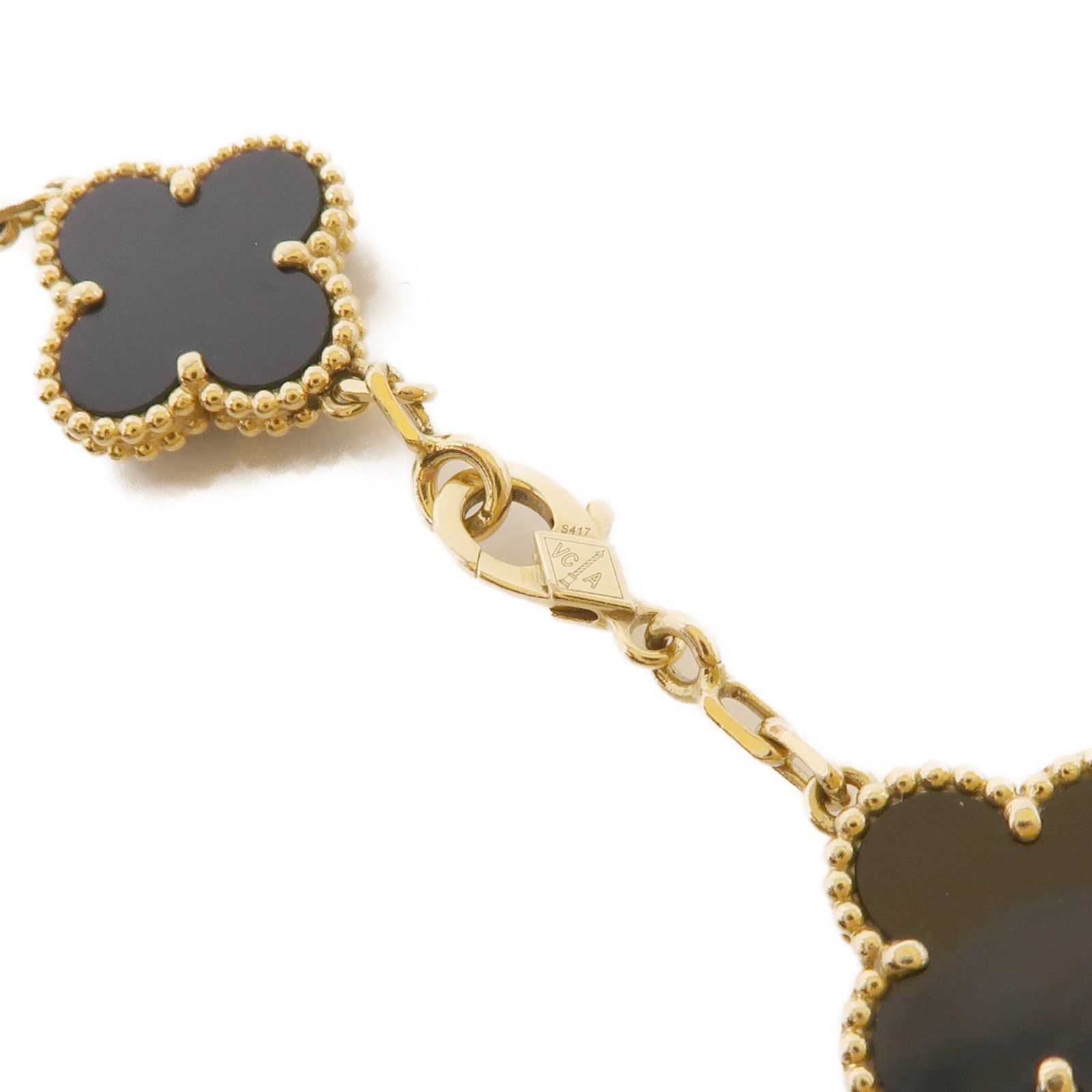 Van Cleef & Arpels 18K黃金5-Motif Alhambra Bracelet縞瑪瑙手鏈