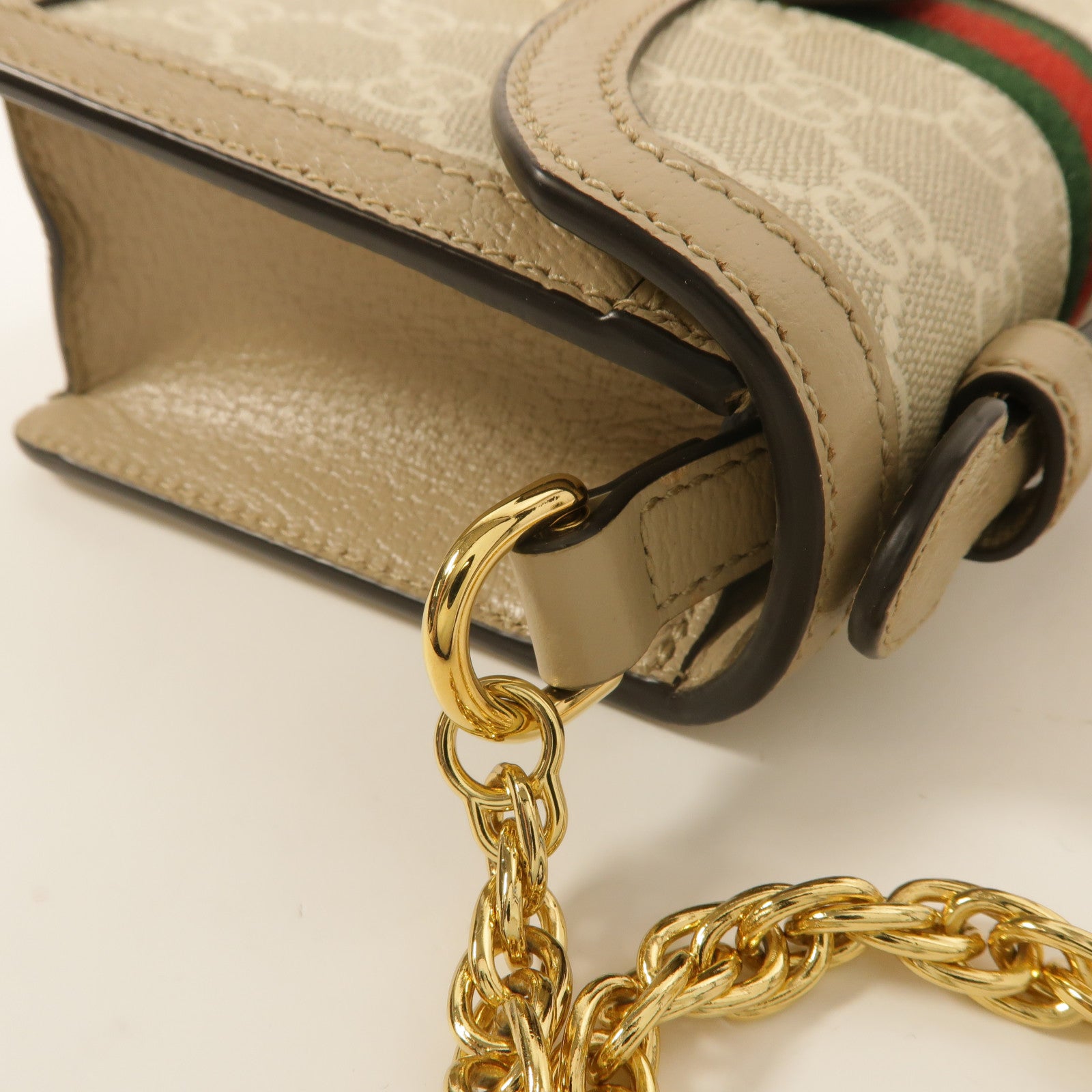 GUCCI 塗層帆布Ophidia GG鏈帶手挽肩背兩用袋