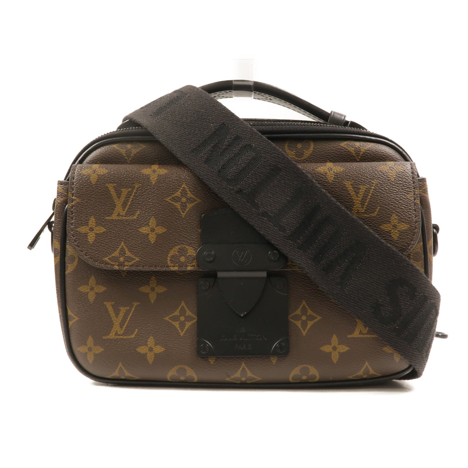 LOUIS VUITTON Monogram Macassar S Lock Messenger手挽肩背兩用袋