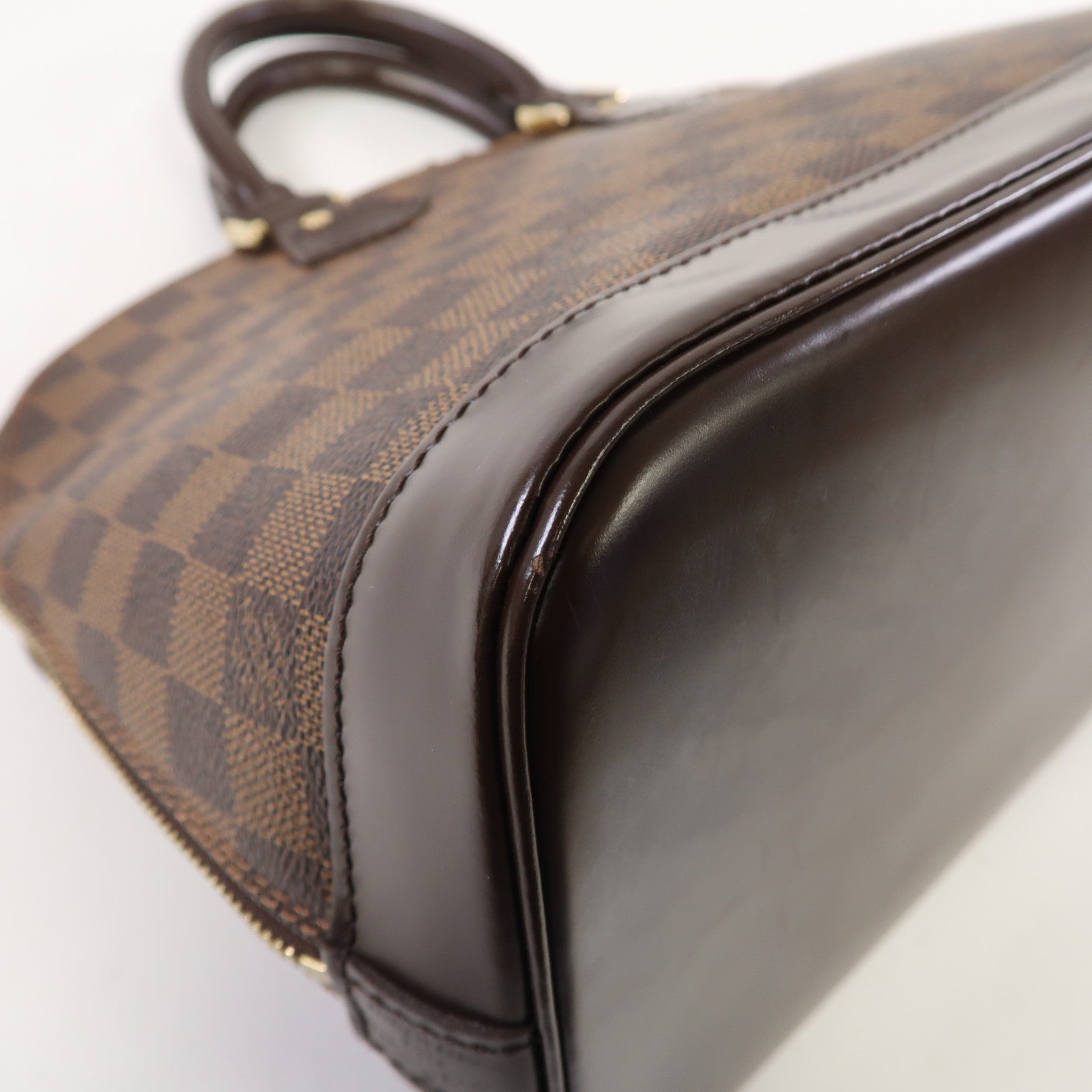 LOUIS VUITTON Damier Ebene Alma MM金扣手挽袋啡色
