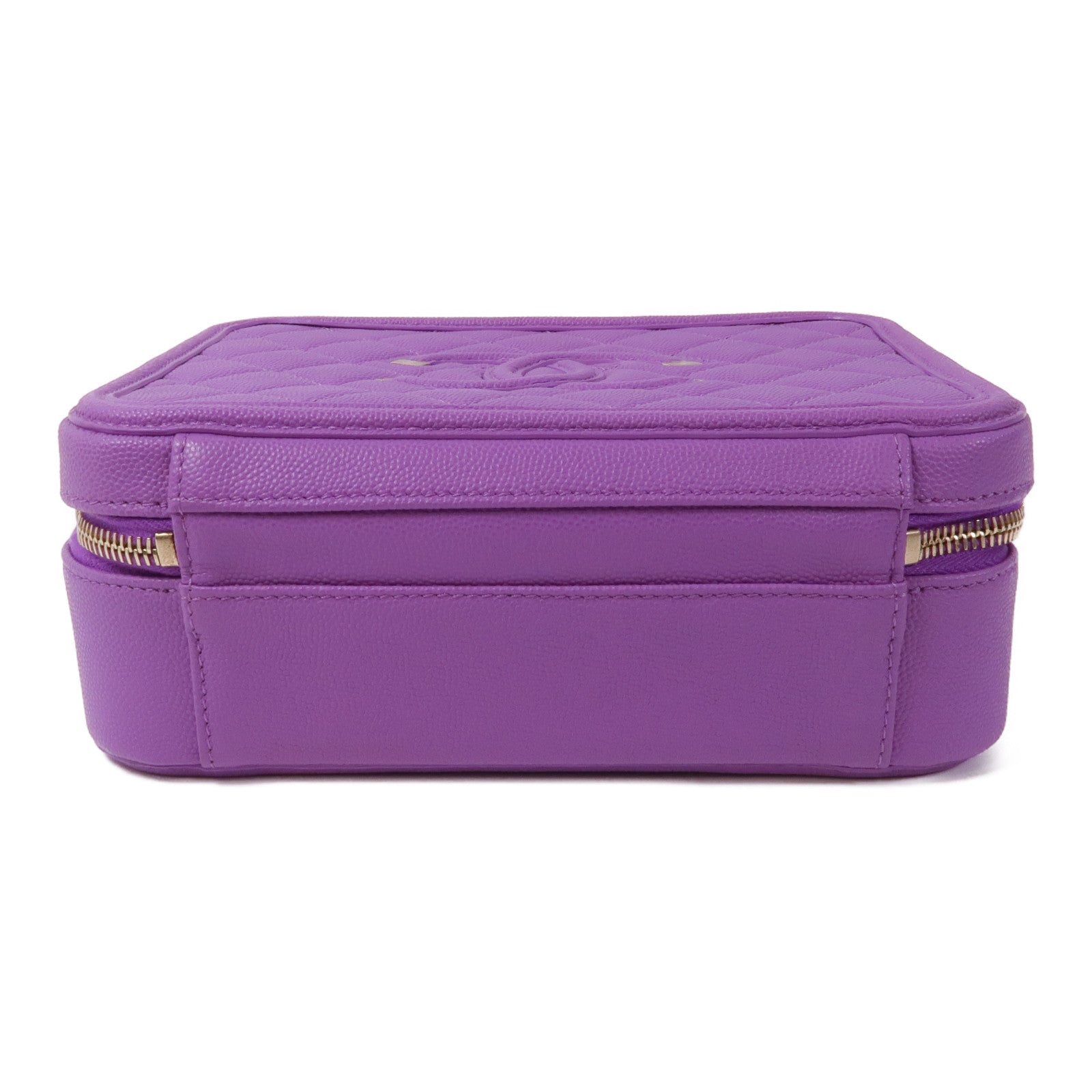 CHANEL 牛皮皮革Filigree Vanity Case金扣手挽肩背兩用袋