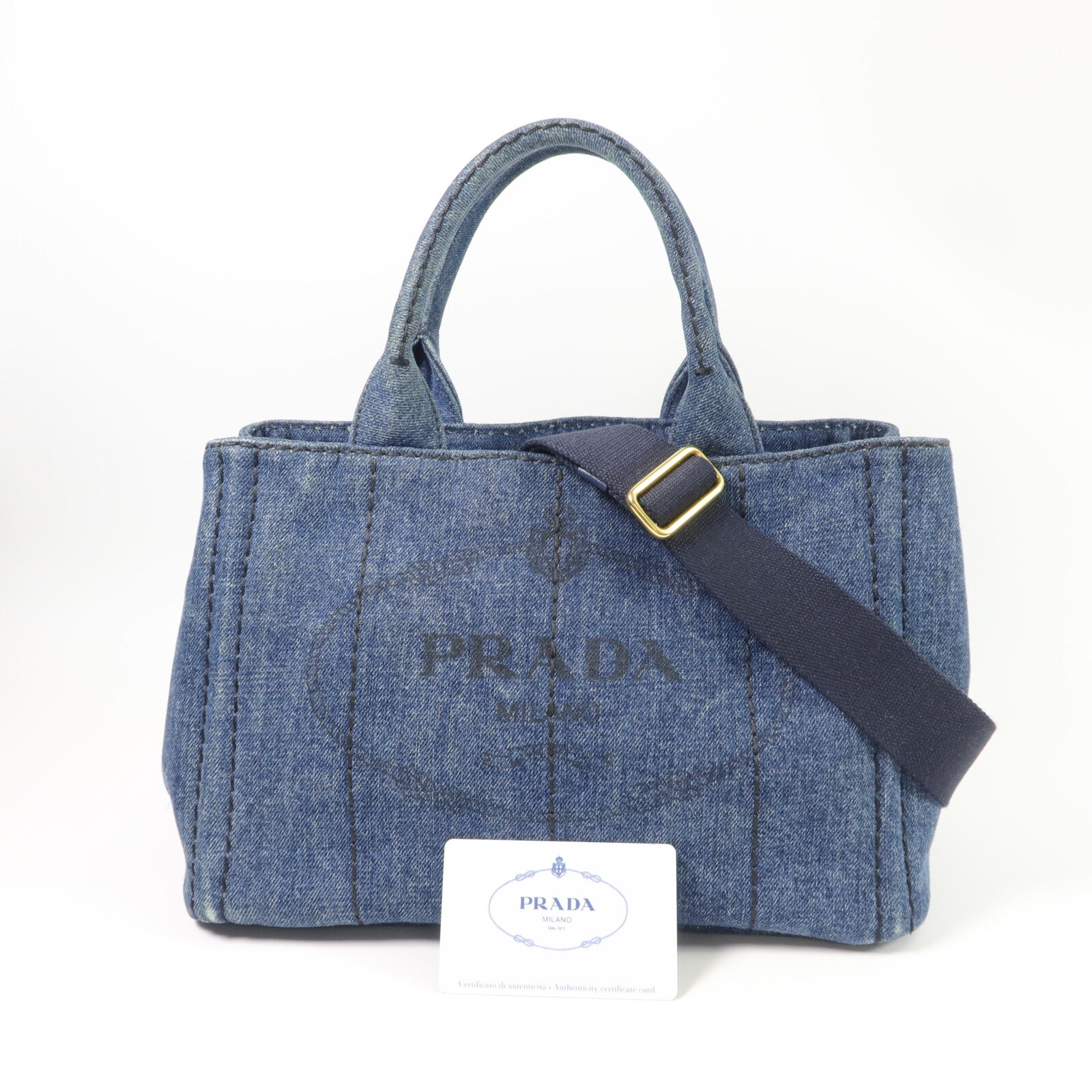 PRADA 牛仔布2 Way Shoulder手挽肩背兩用袋