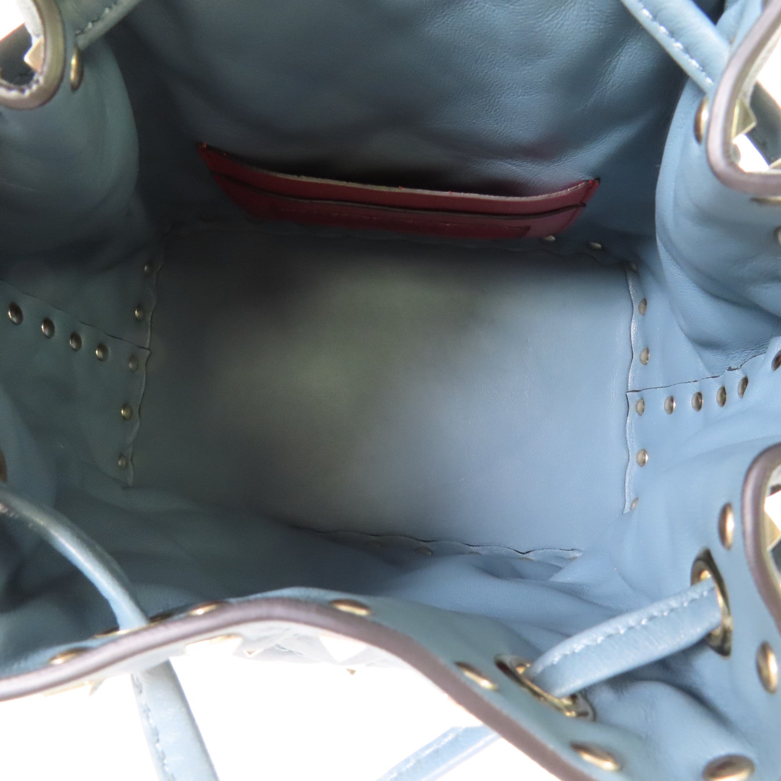 Valentino 牛皮皮革Mini Bucket Bag銀扣鏈帶手挽肩背兩用袋