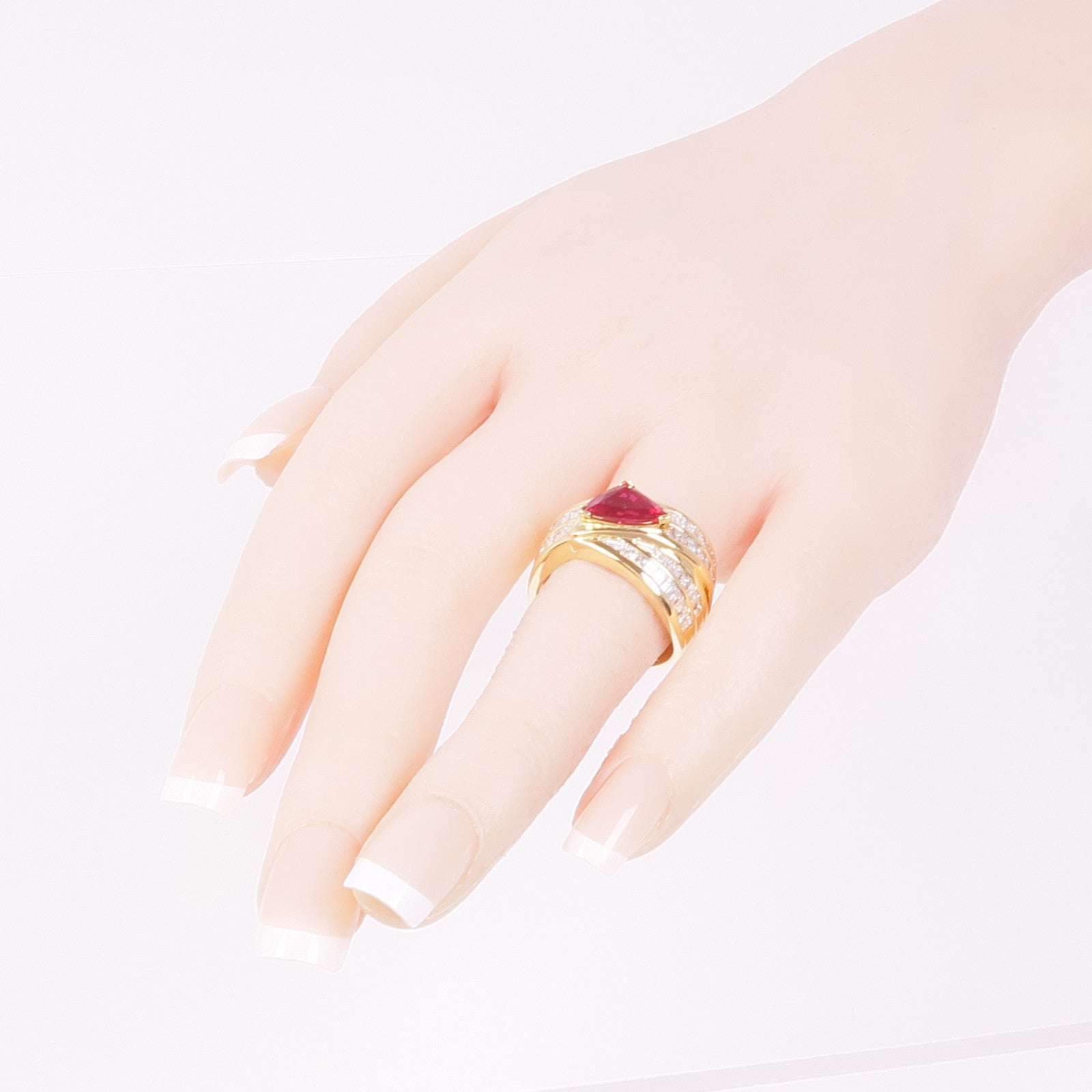 JEWELRY 【激減優惠】18K黃金Ruby Diamond Ring紅寶石/鑽石戒指US#7.5