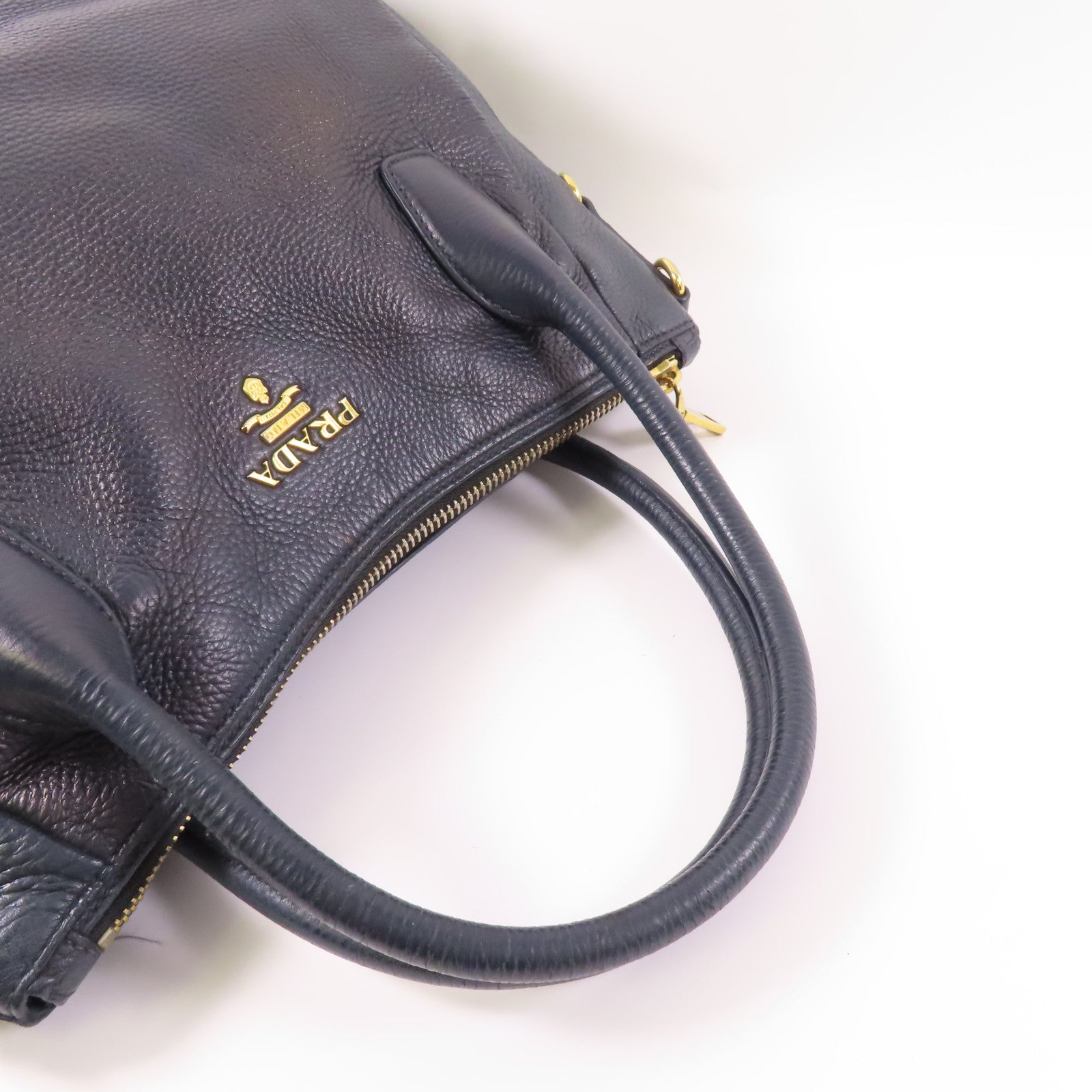 PRADA 牛皮皮革Handbag金扣手挽袋