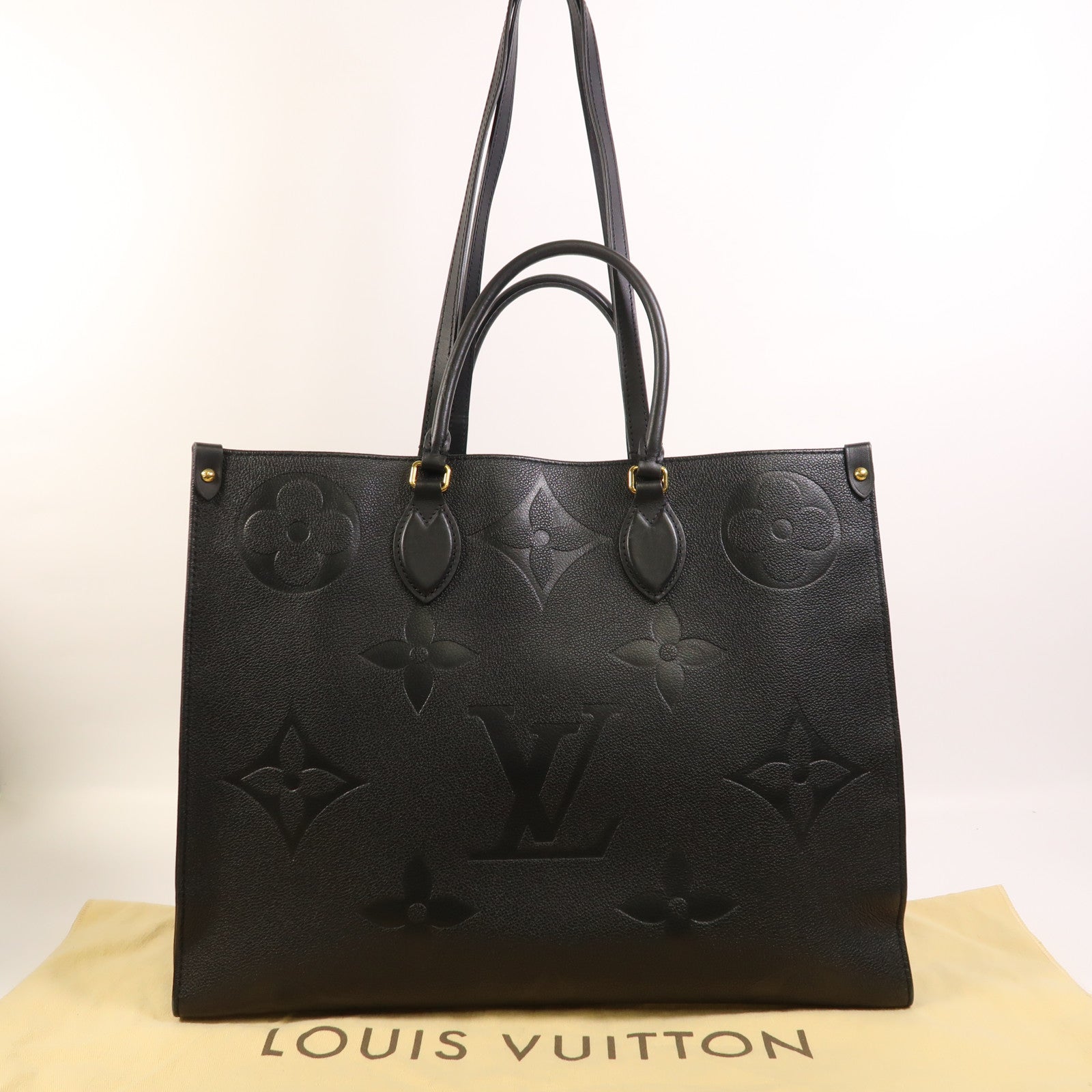 LOUIS VUITTON Monogram Empreinte On The Go GM金扣手挽肩背兩用袋