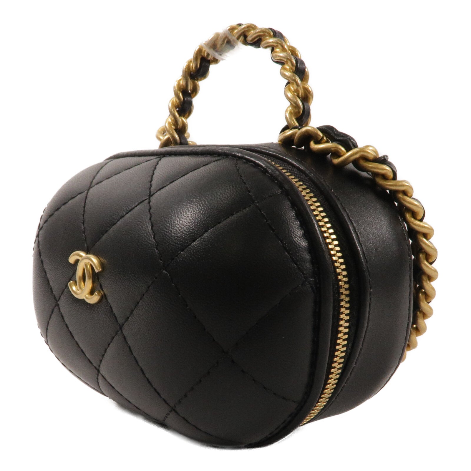CHANEL 羊皮皮革Bubble Vanity Case鏈帶手挽肩背兩用袋