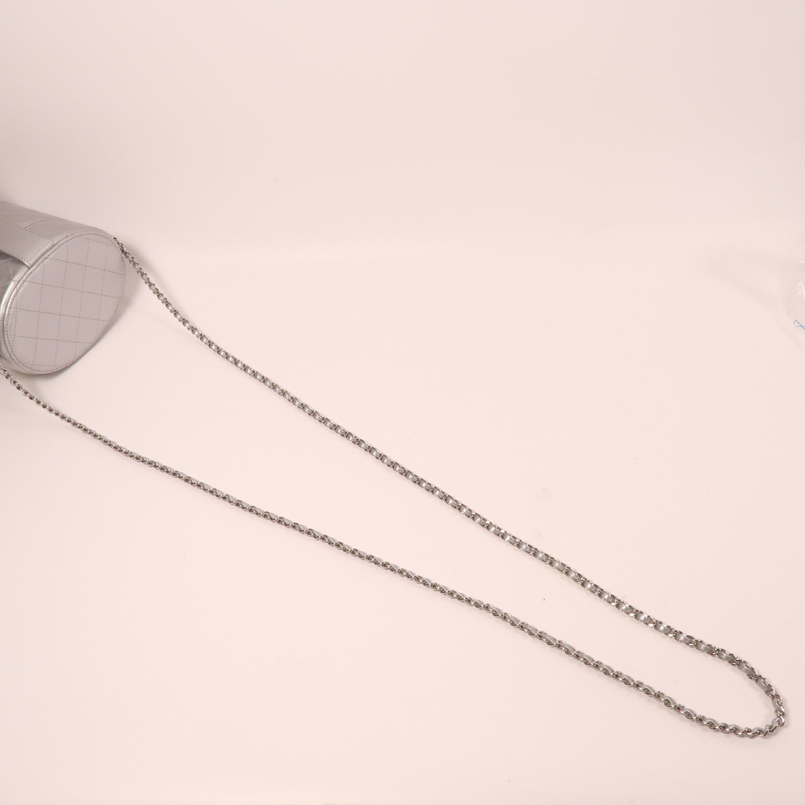 CHANEL 【激減優惠】菱格牛皮皮革Chain Shoulder銀扣鏈帶肩背袋銀色