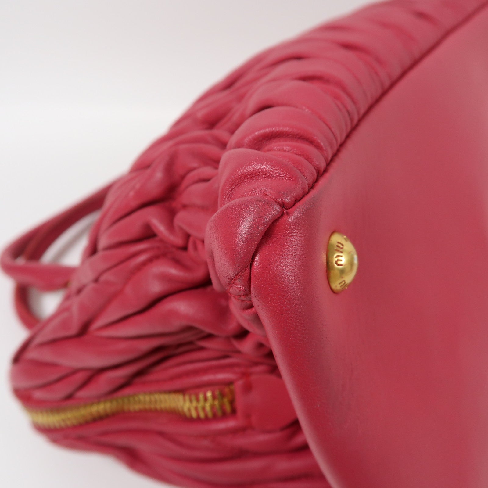 Miu Miu 羊皮皮革2 Way Shoulder金扣手挽肩背兩用袋粉紅色