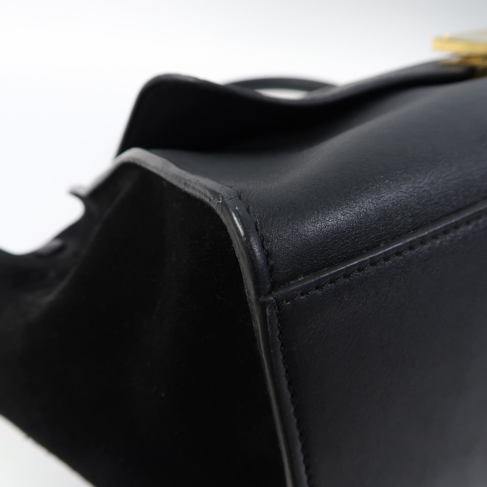 CELINE 牛皮皮革/麂皮皮革Trapeze金扣手挽肩背兩用袋黑色