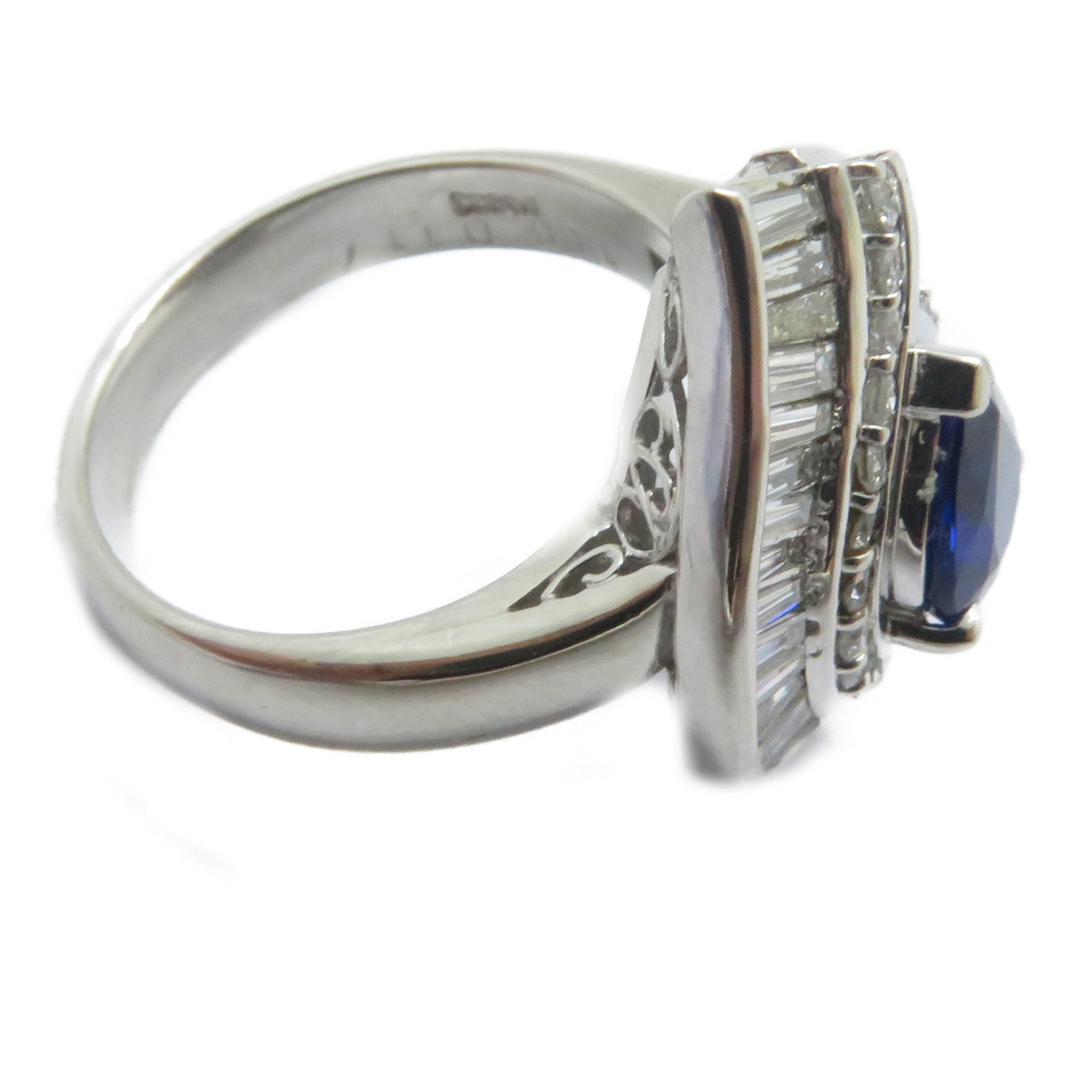 JEWELRY PT900鉑金Sapphire Ring 1.55ct藍寶石/1.17ct鑽石戒指US#6.25