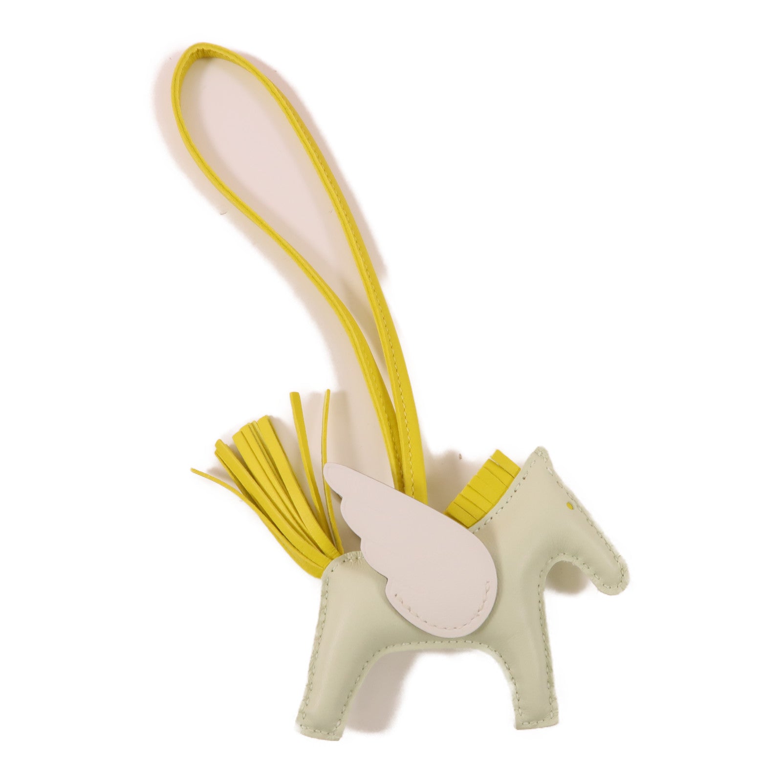HERMES Swift皮革Rodeo Pegase PM掛飾White/Yellow