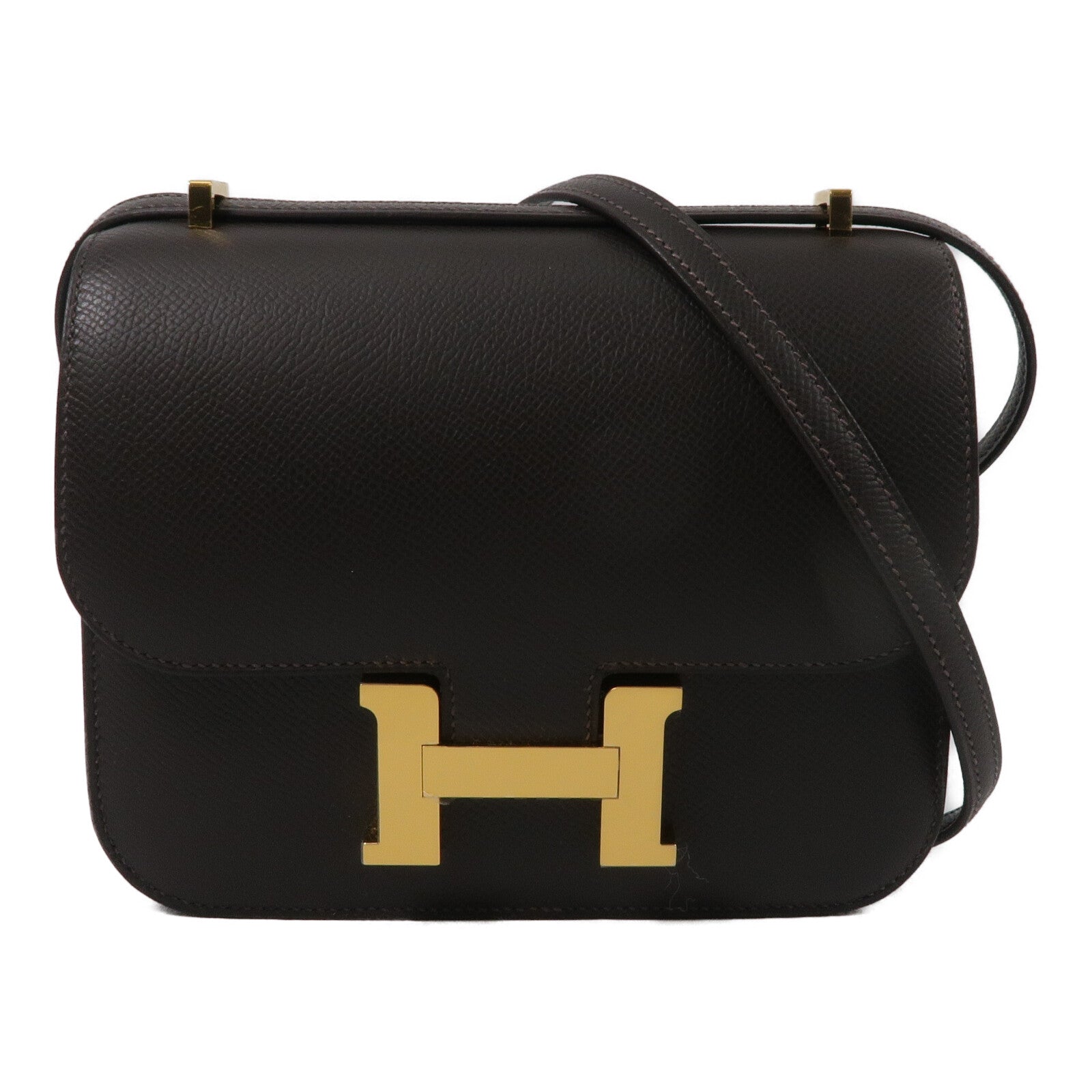 HERMES Epsom皮革Constance Mini肩背袋Bai Brun