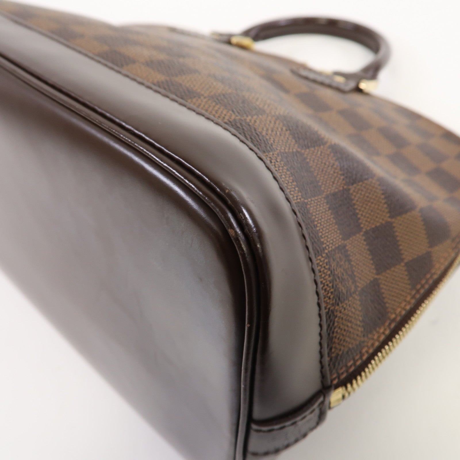 LOUIS VUITTON Damier Ebene Alma MM金扣手挽袋啡色