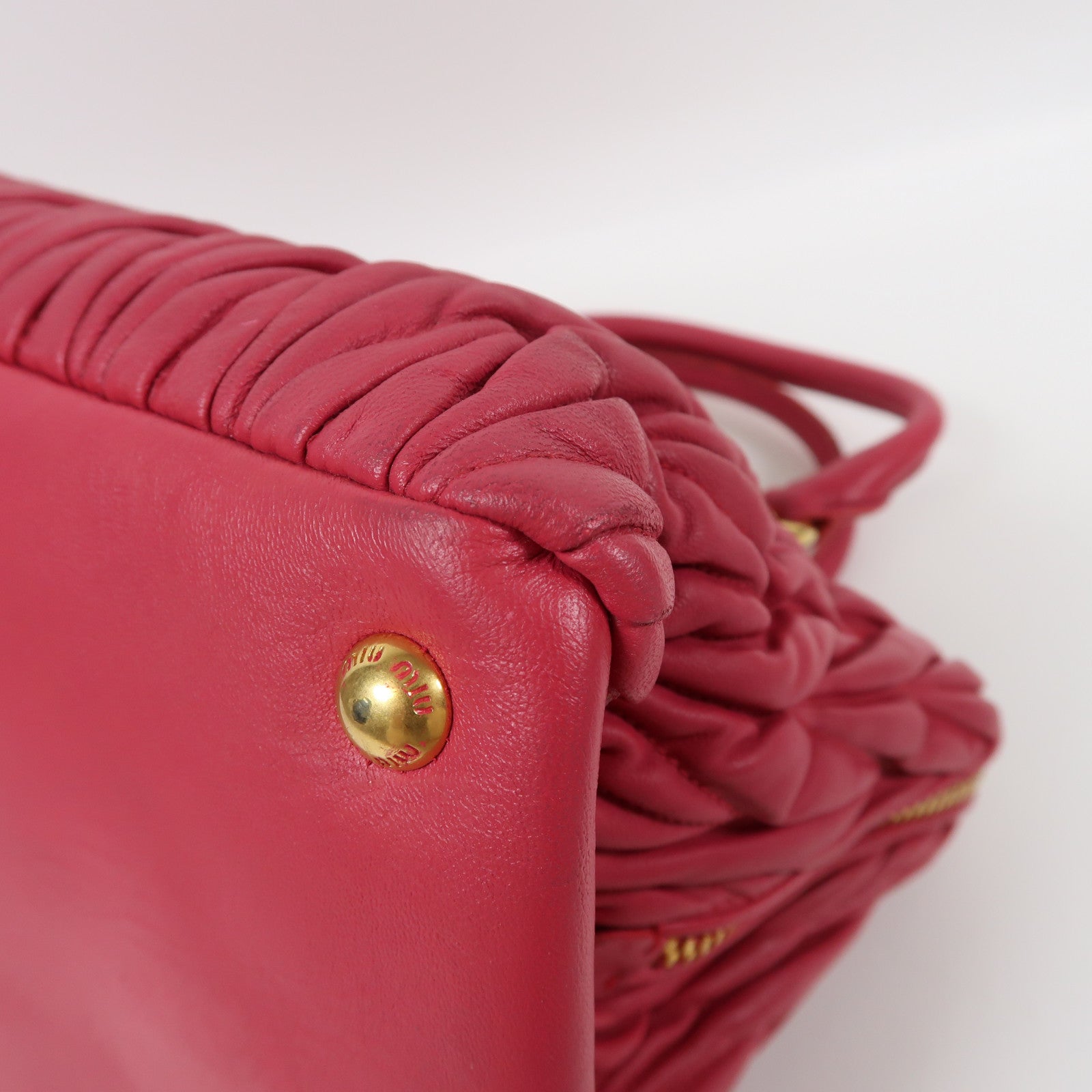 Miu Miu 羊皮皮革2 Way Shoulder金扣手挽肩背兩用袋粉紅色