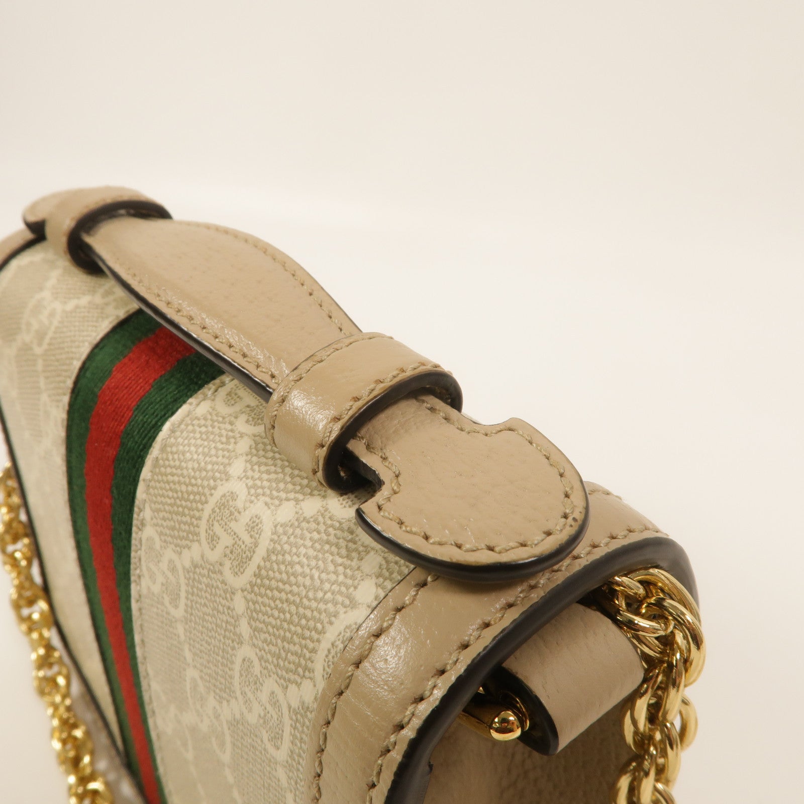GUCCI 塗層帆布Ophidia GG鏈帶手挽肩背兩用袋
