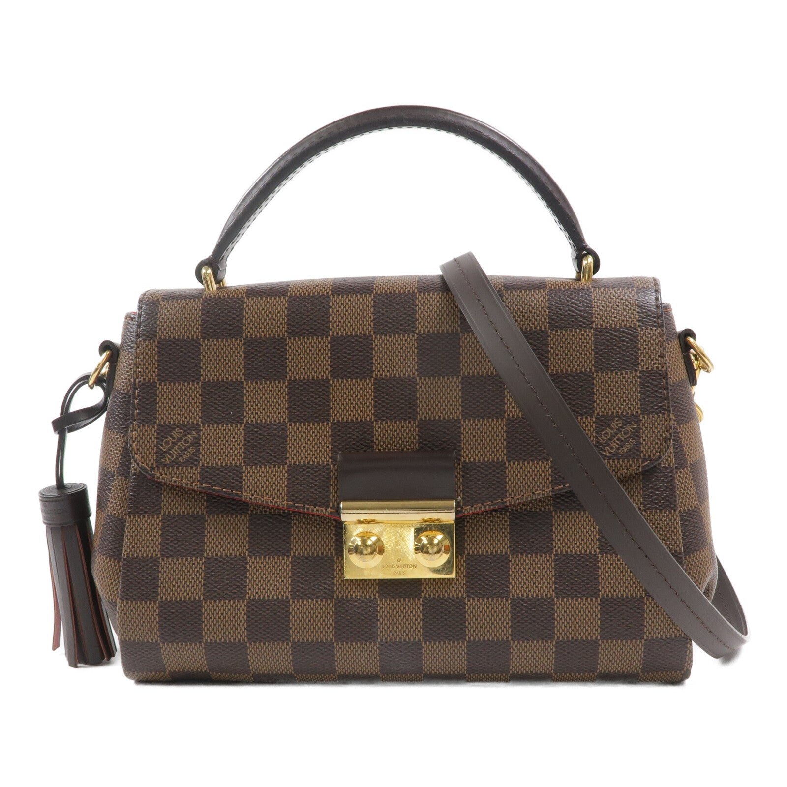 LOUIS VUITTON Damier Croisette金扣手挽肩背兩用袋