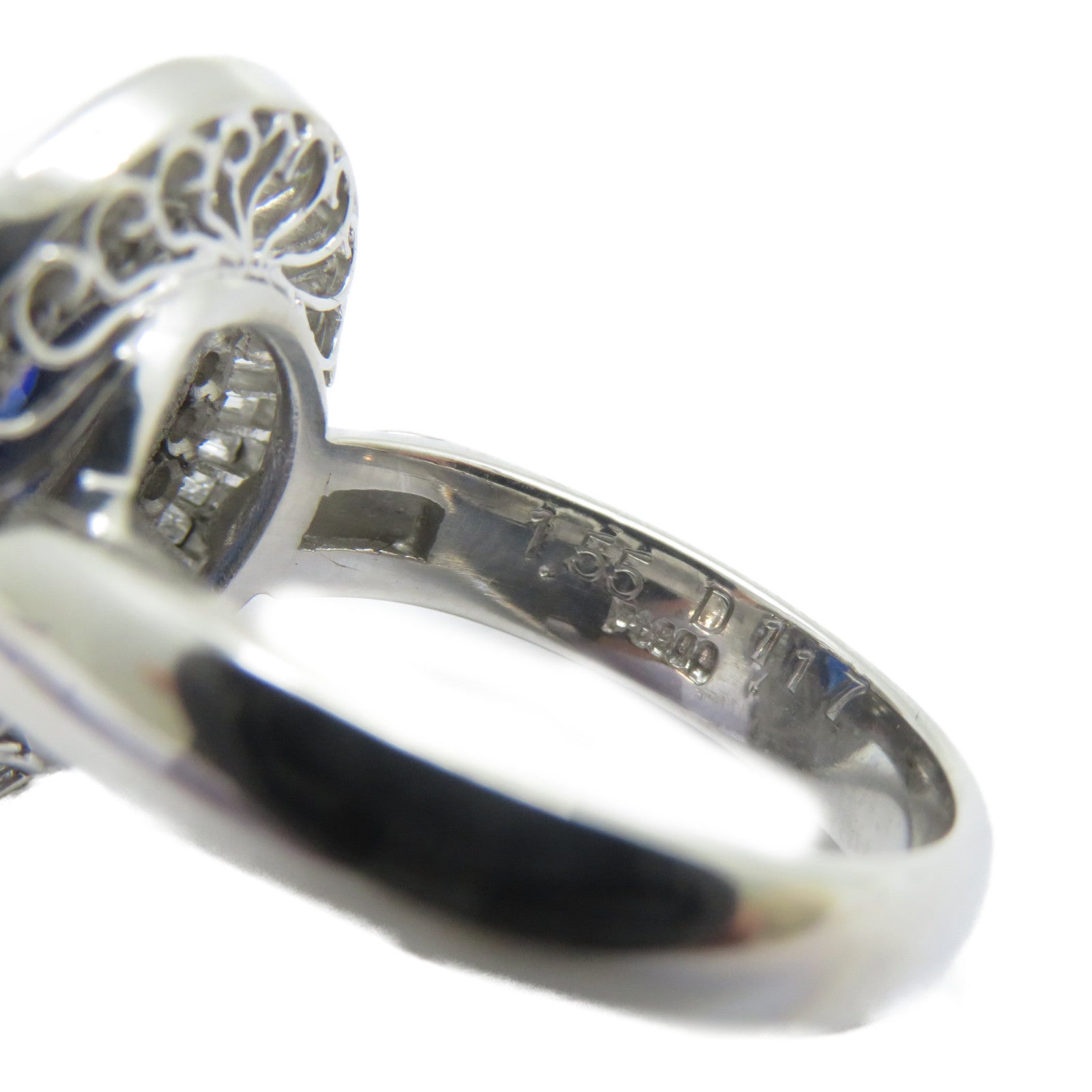 JEWELRY PT900鉑金Sapphire Ring 1.55ct藍寶石/1.17ct鑽石戒指US#6.25