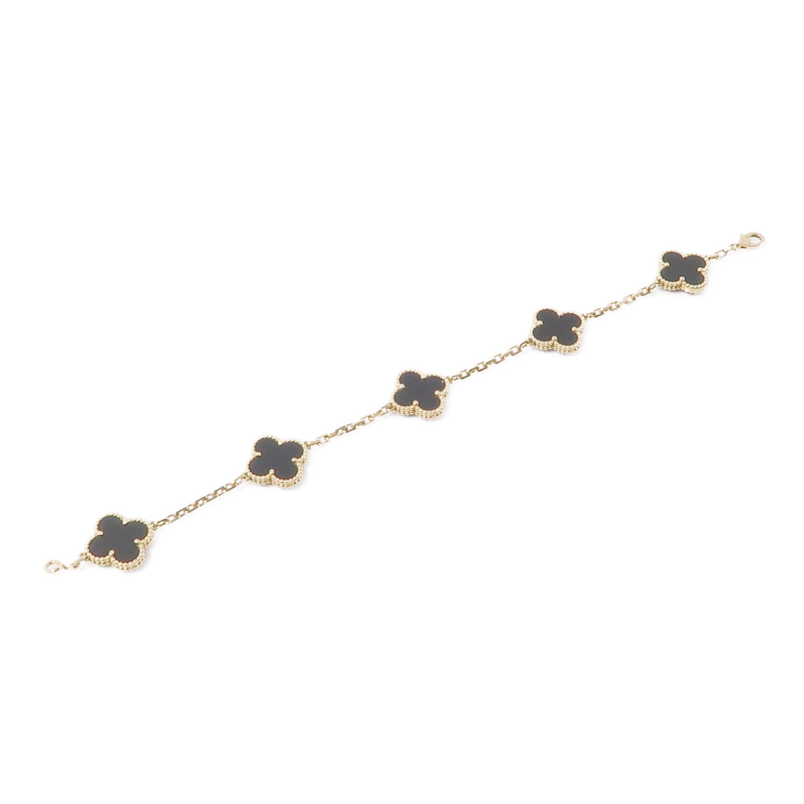 Van Cleef & Arpels 18K黃金5-Motif Alhambra Bracelet縞瑪瑙手鏈