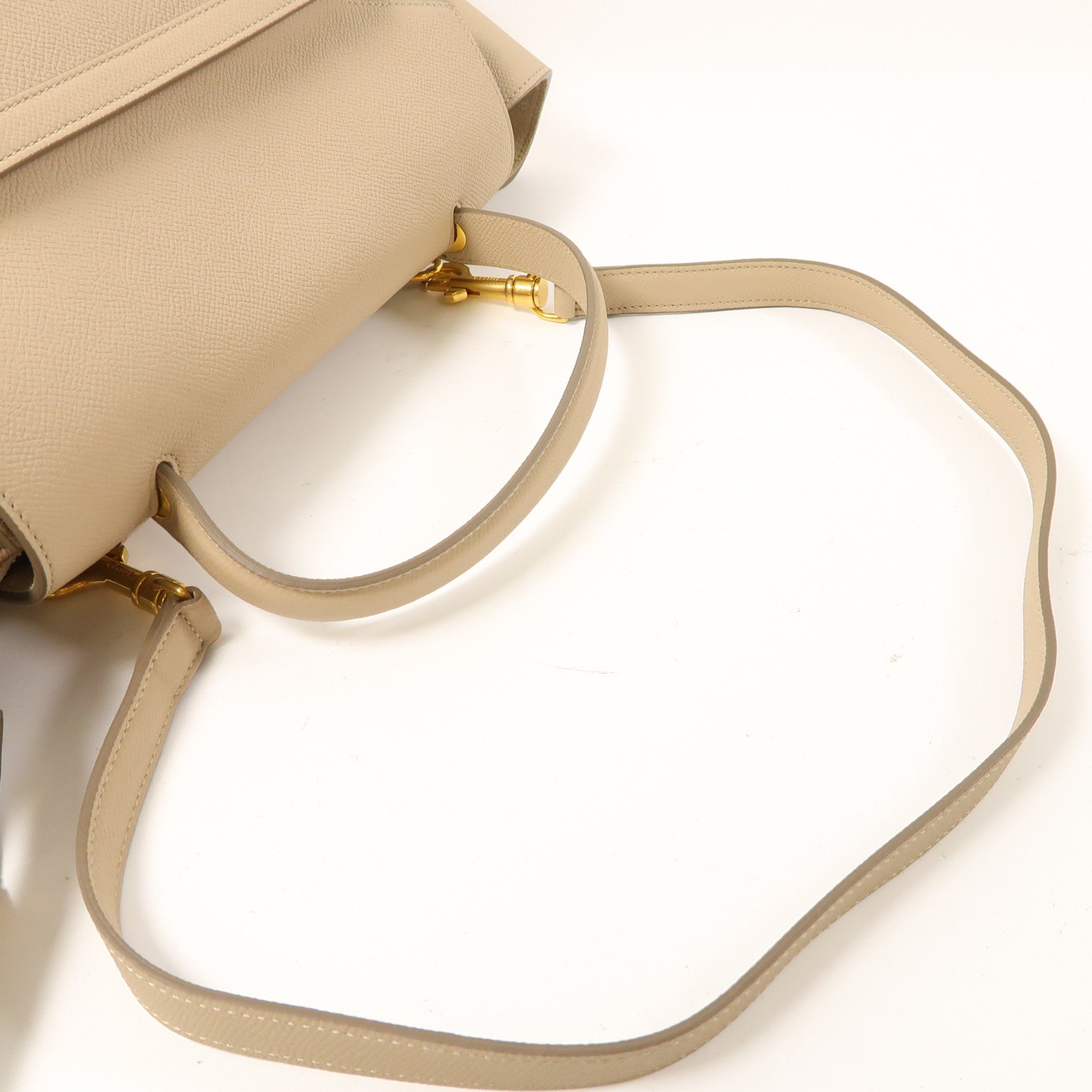 CELINE 牛皮皮革Belt Bag金扣手挽肩背兩用袋米色
