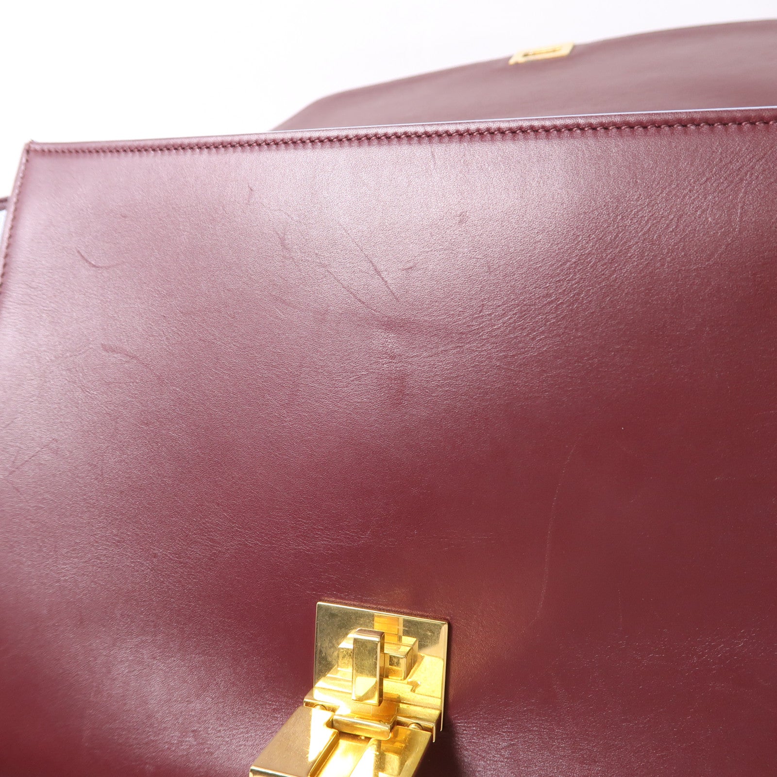CELINE 牛皮皮革Shoulder Bag金扣手挽肩背兩用袋紅色/淺藍色