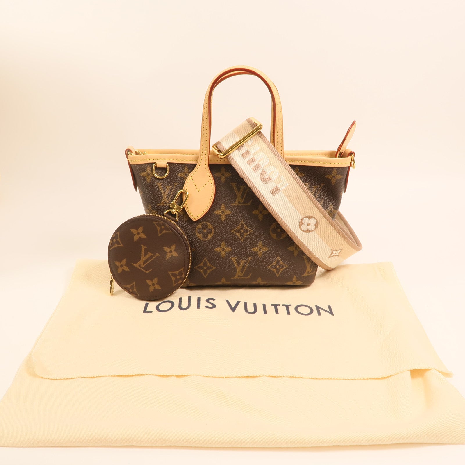 LOUIS VUITTON Monogram Neverfull BB金扣手挽肩背兩用袋