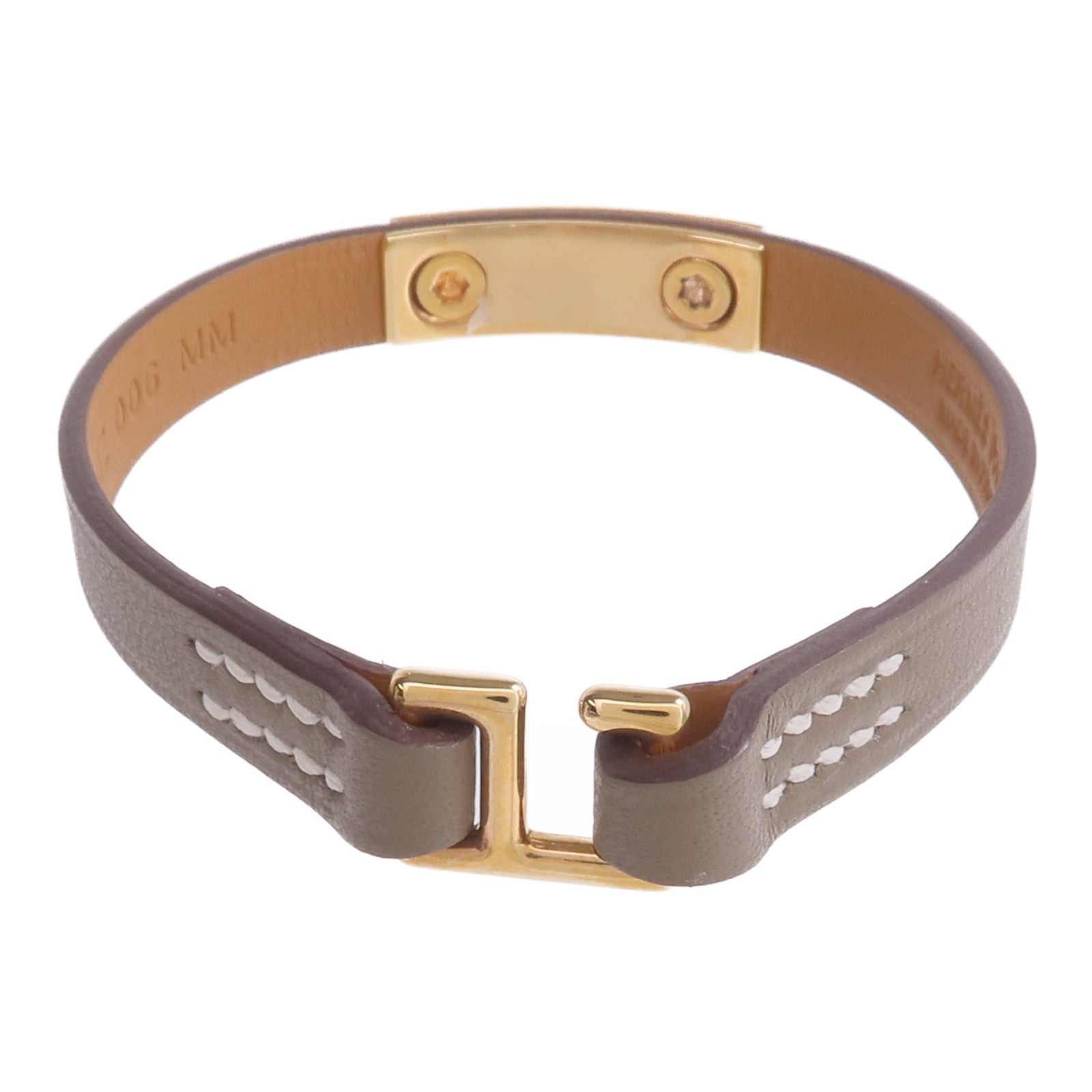 HERMES Swift皮革Rivale Mini Bracelet金扣手帶Etoupe