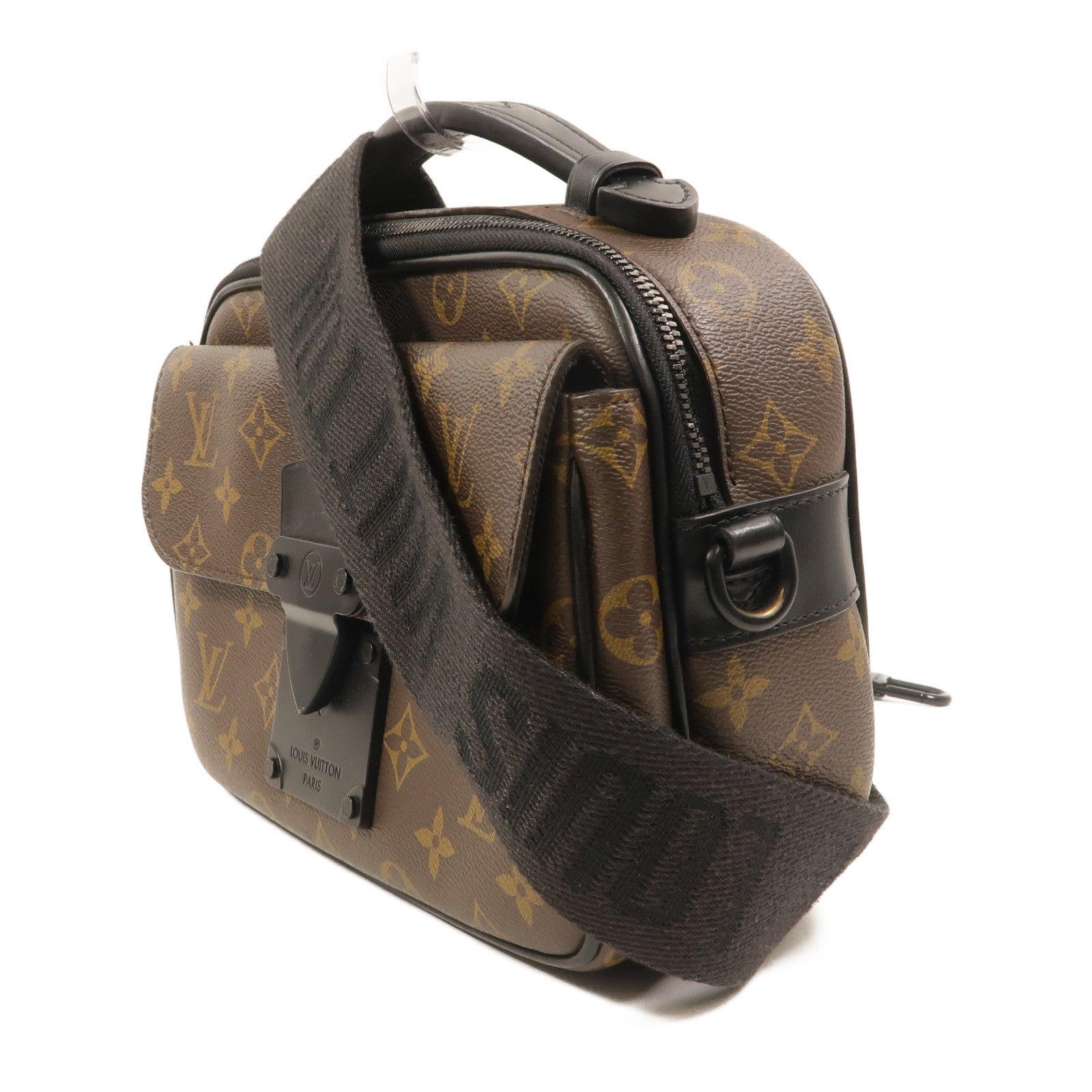 LOUIS VUITTON Monogram Macassar S Lock Messenger手挽肩背兩用袋