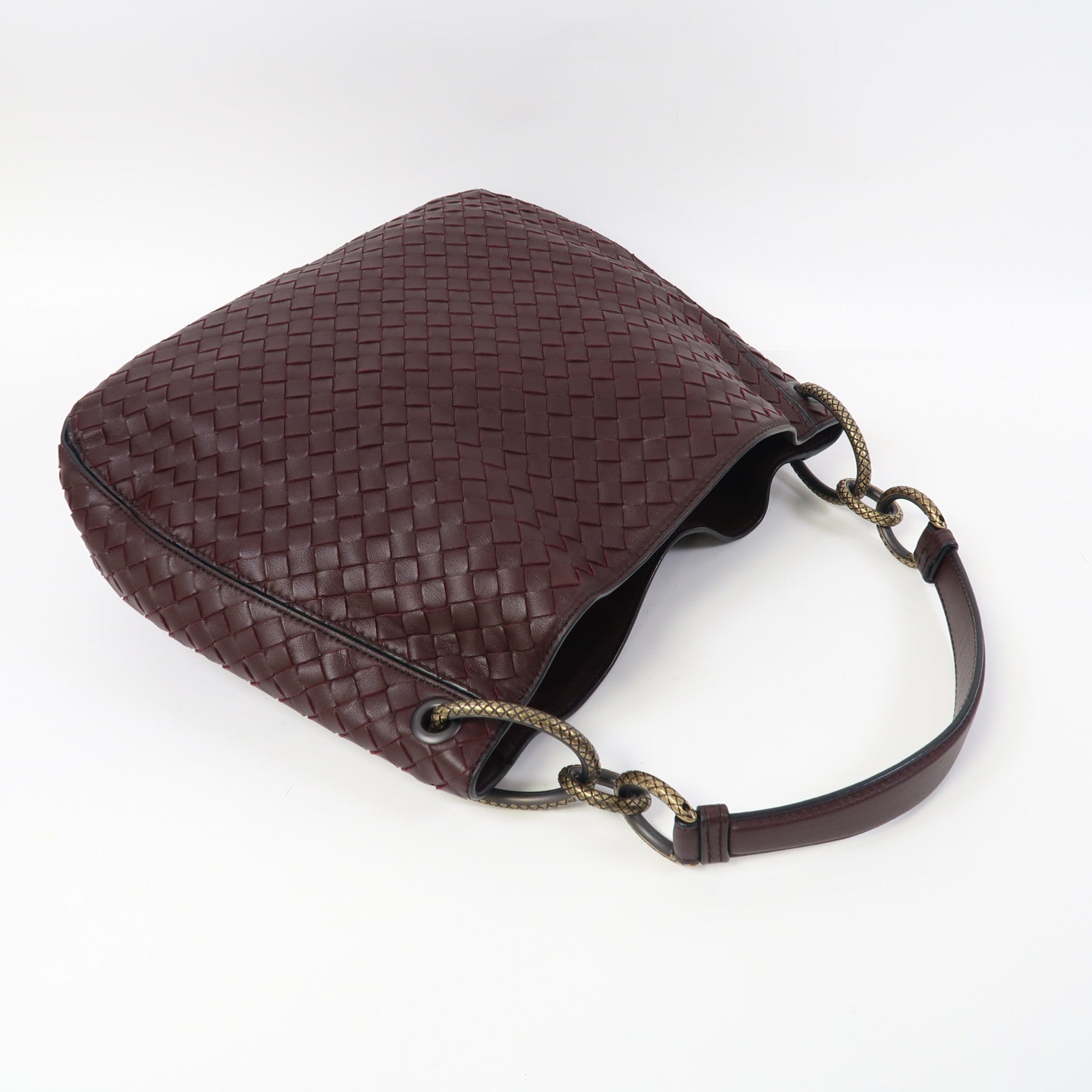 BOTTEGA VENETA 織紋皮革Intrecciato Loop Hobo Bag肩背袋紅色