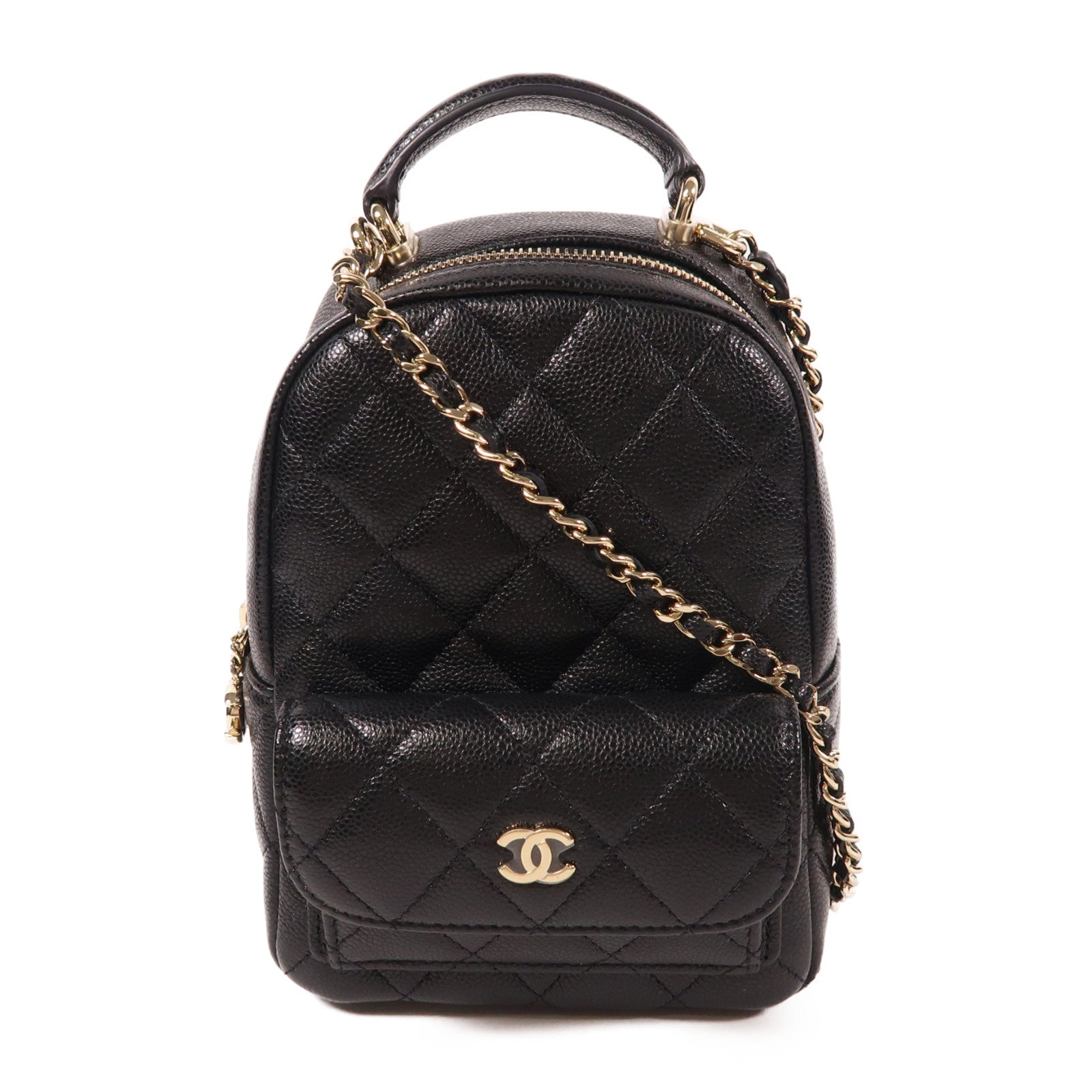 CHANEL 牛皮皮革24C Mini Backpack金扣背包