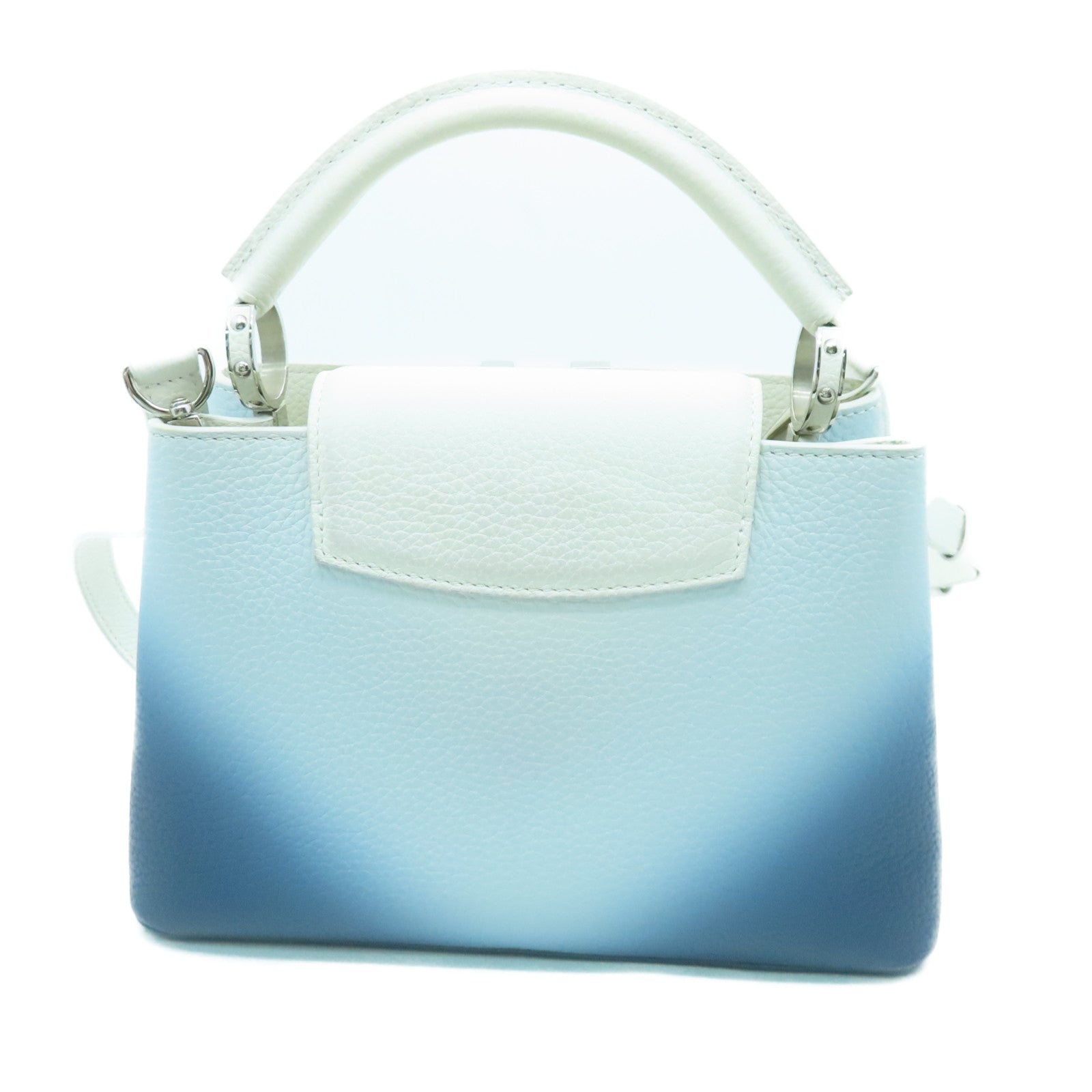 LOUIS VUITTON 【激減優惠】牛皮皮革Capucines BB銀扣手挽肩背兩用袋白色/藍色