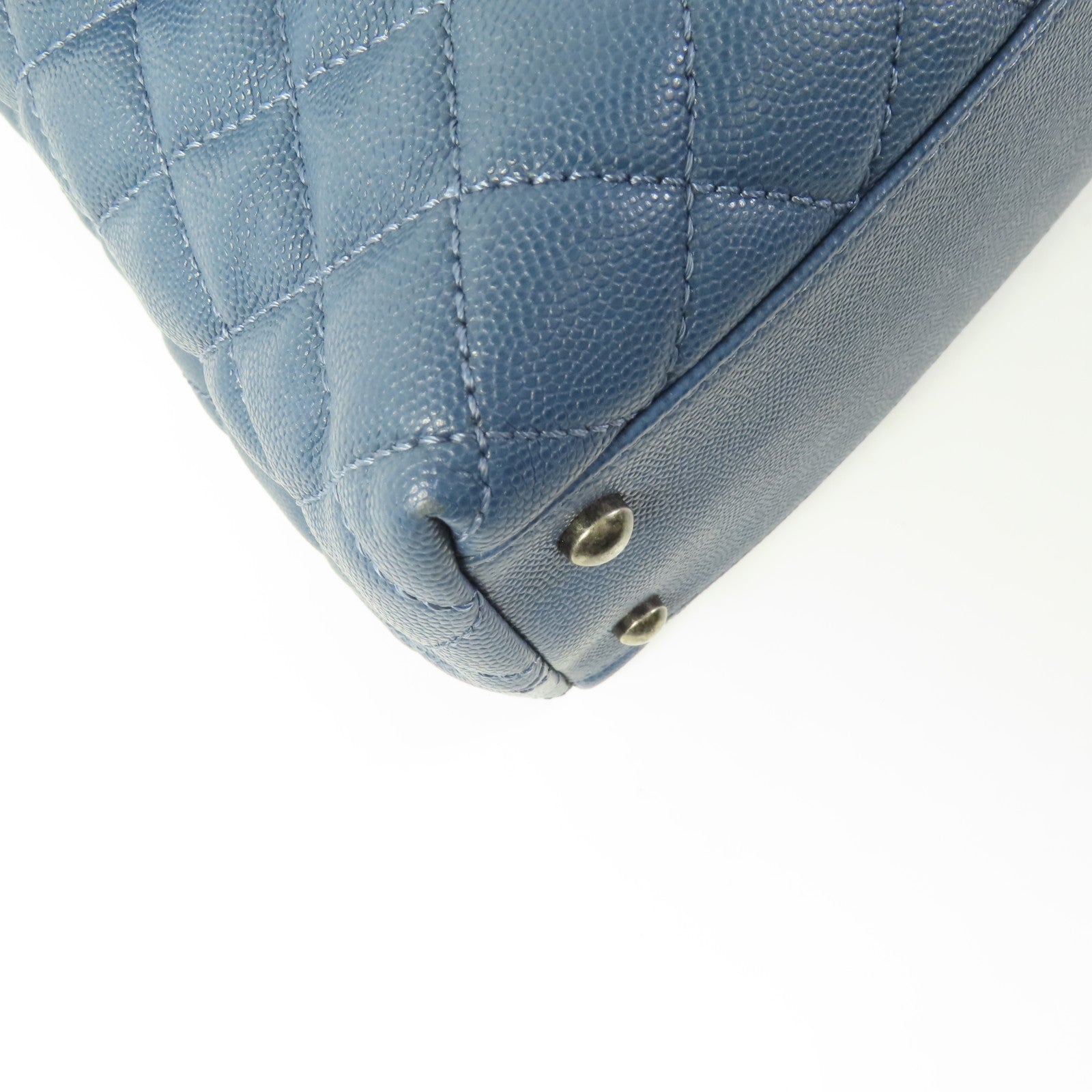 CHANEL CC Coco Handle Medium Chain 2 Way Bag A92990 Calfskin Leather Blue