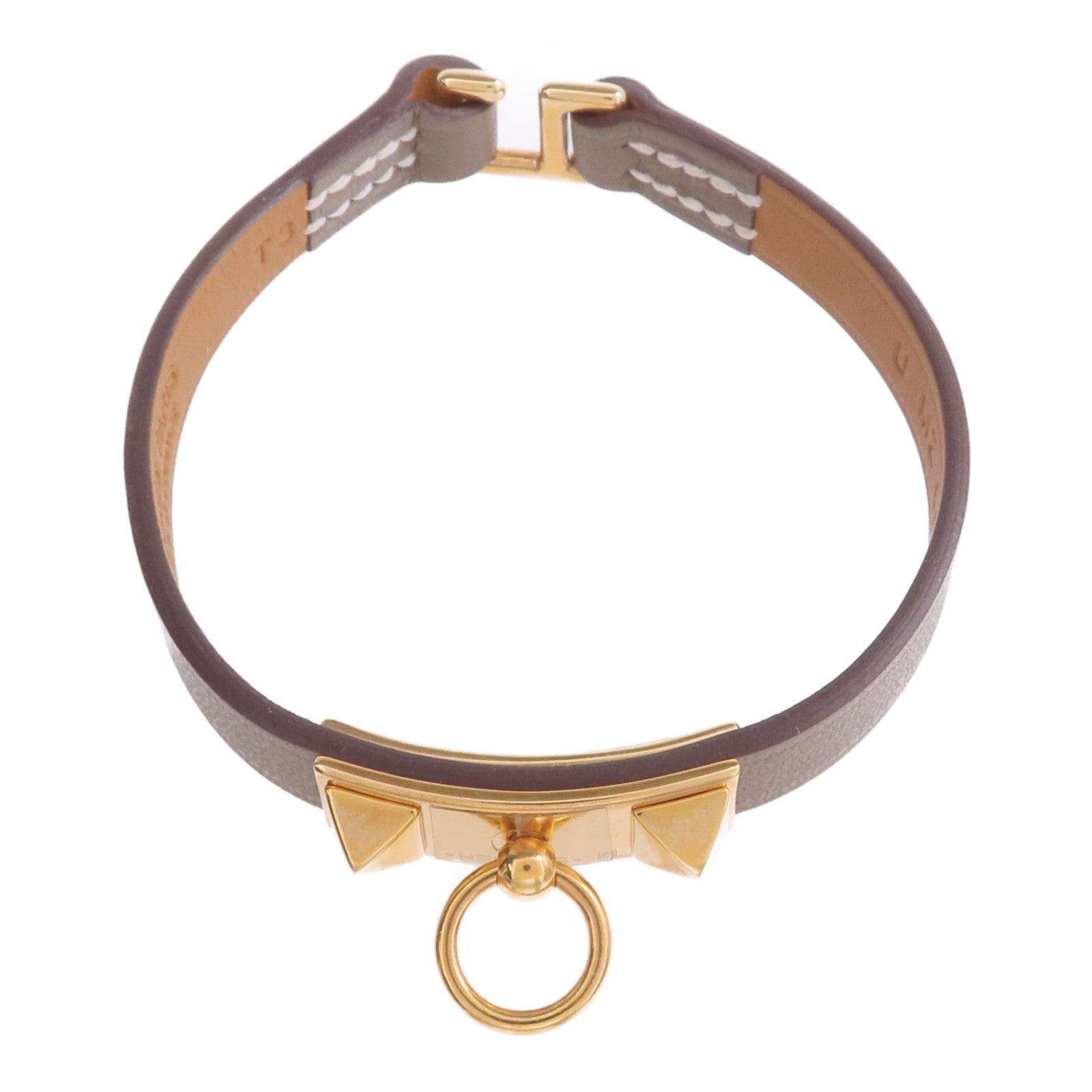 HERMES Swift皮革Rivale Mini Bracelet金扣手帶Etoupe