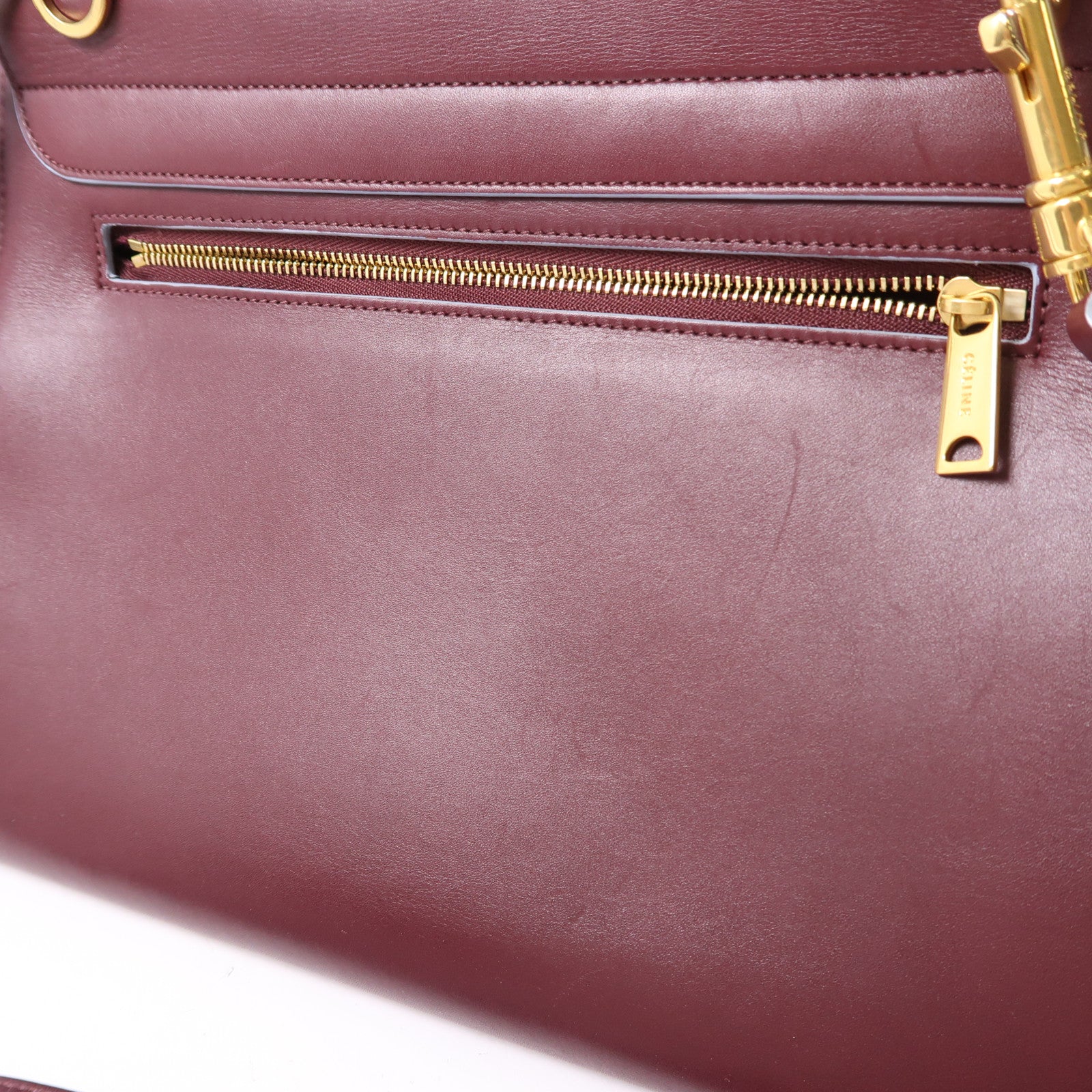 CELINE 牛皮皮革Shoulder Bag金扣手挽肩背兩用袋紅色/淺藍色