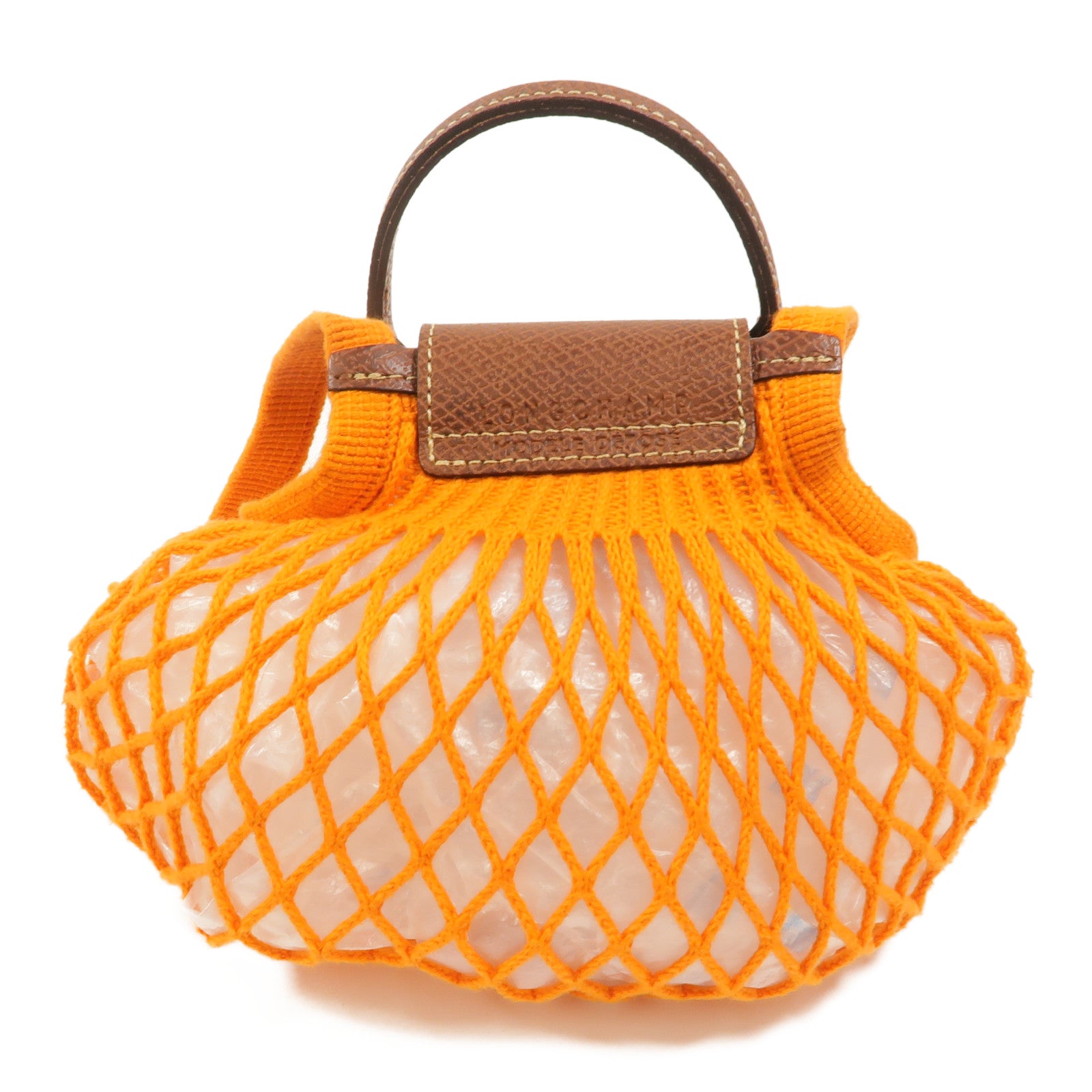 Longchamp 棉質/牛皮皮革Le Pliage Filet XS手挽肩背兩用袋