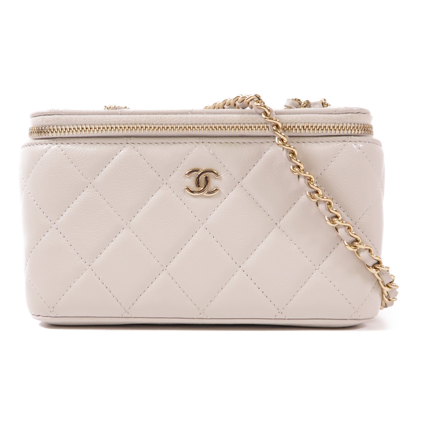 CHANEL 牛皮皮革Vanity Case金扣鏈帶肩背袋