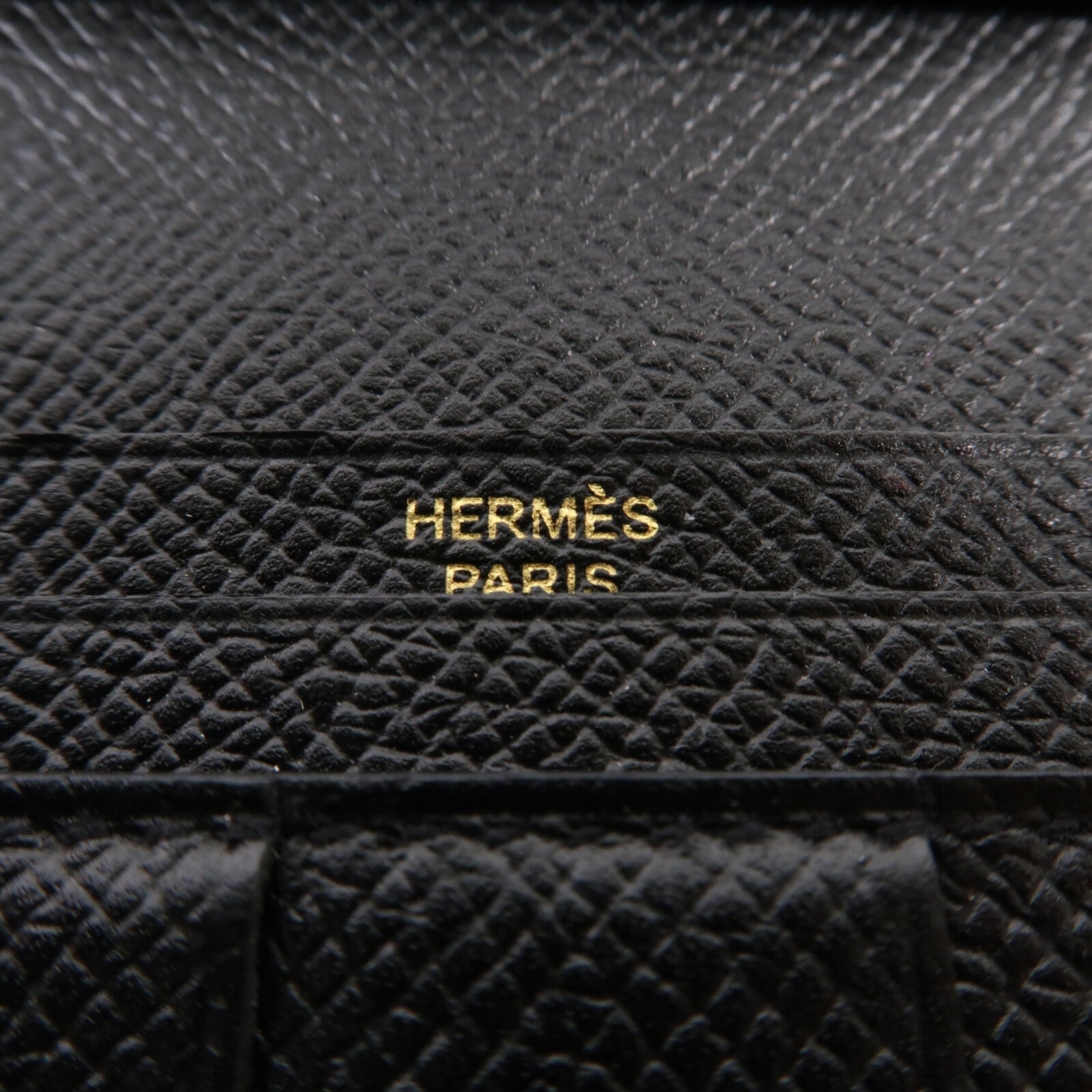 HERMES Chevre皮革Bearn Long Wallet金扣長錢包Noir