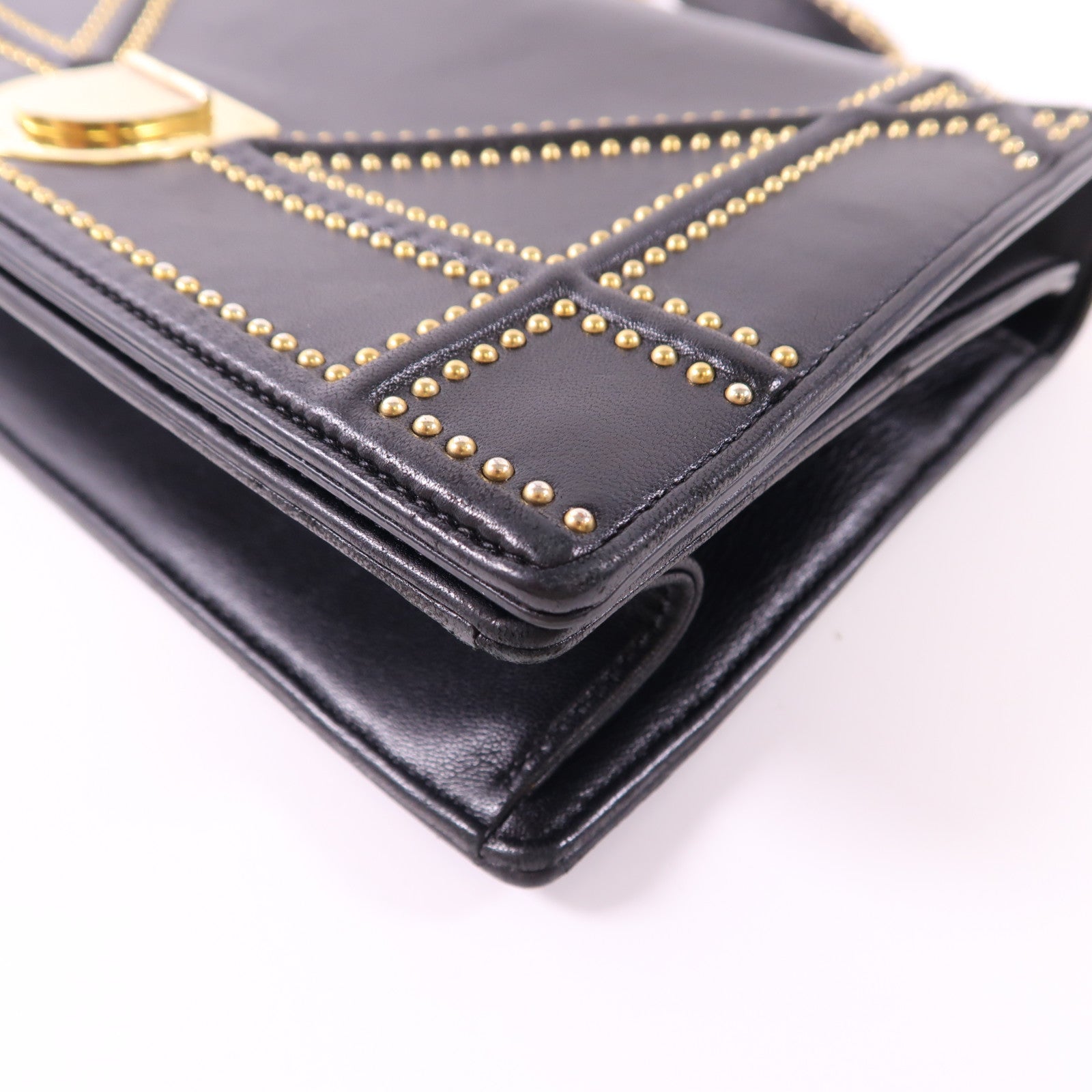 Dior CD GHW Diorama Chain Shoulder Bag Calfskin Leather Black