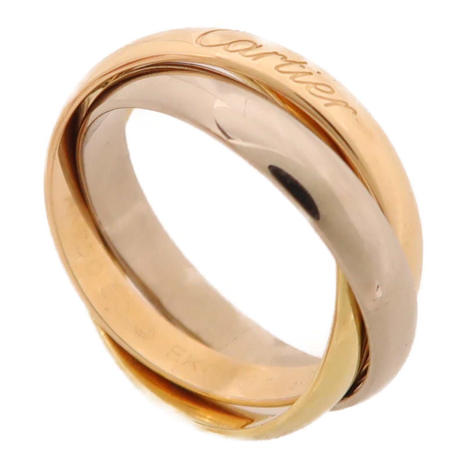 CARTIER 18K金/白金/玫瑰金Trinity Ring戒指US#4.5