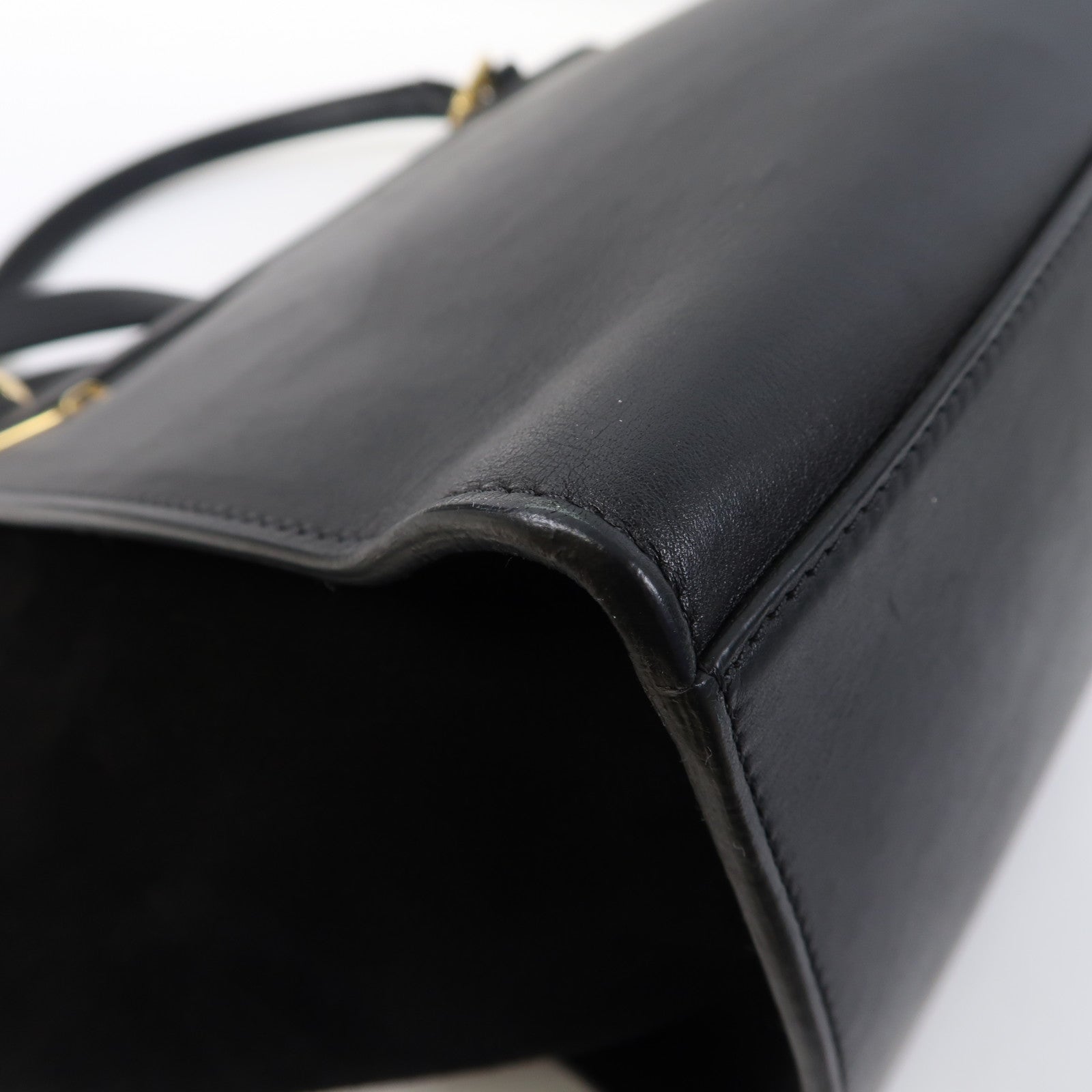 CELINE 牛皮皮革/麂皮皮革Trapeze金扣手挽肩背兩用袋黑色